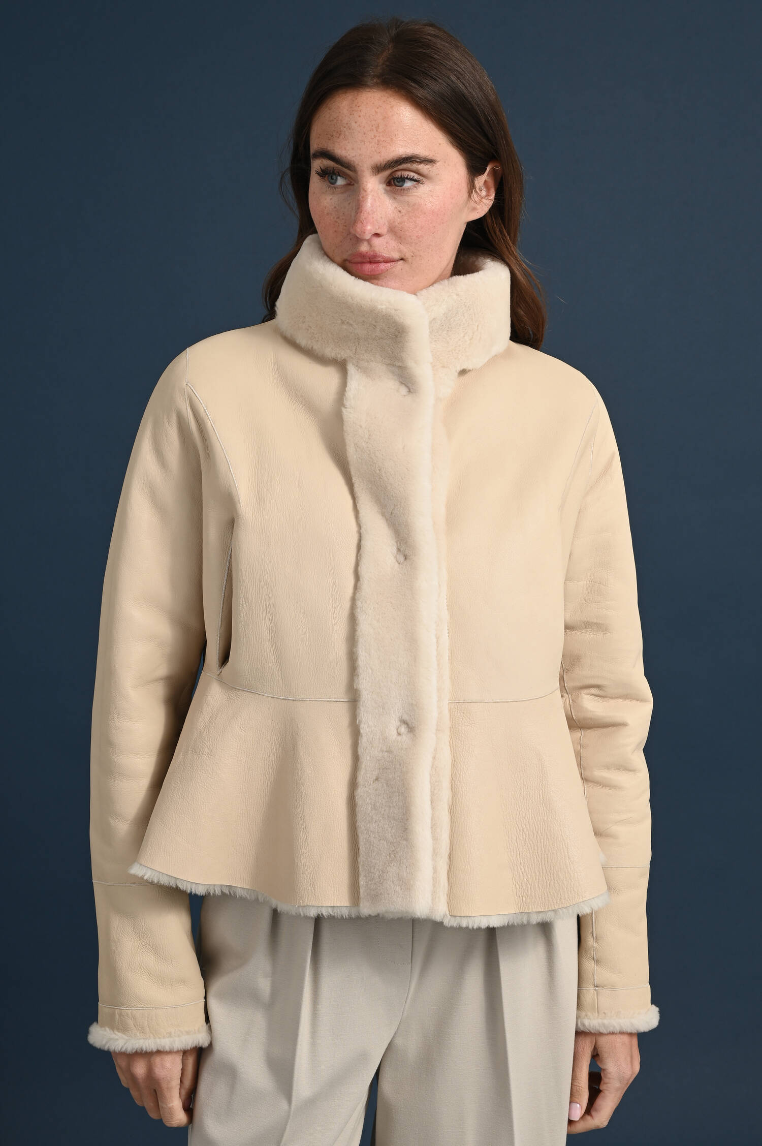 Wendejacke GINA aus Lammleder in Ecru