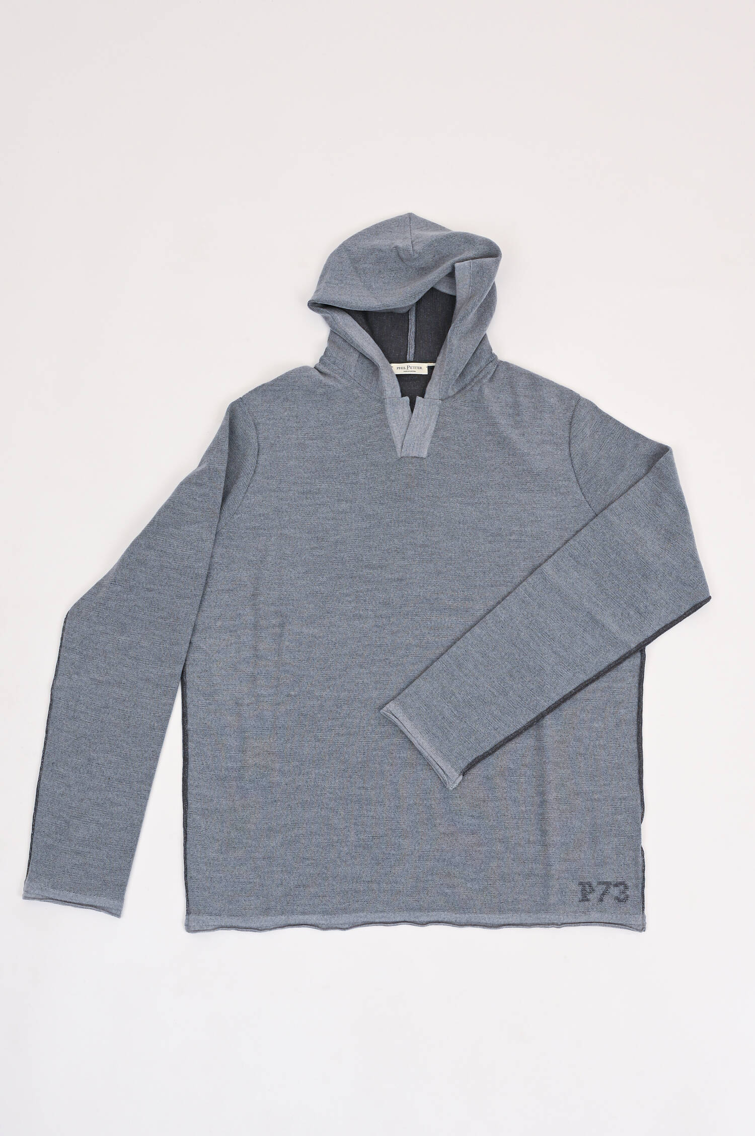 Langarm-Kapuzenshirt in Grau