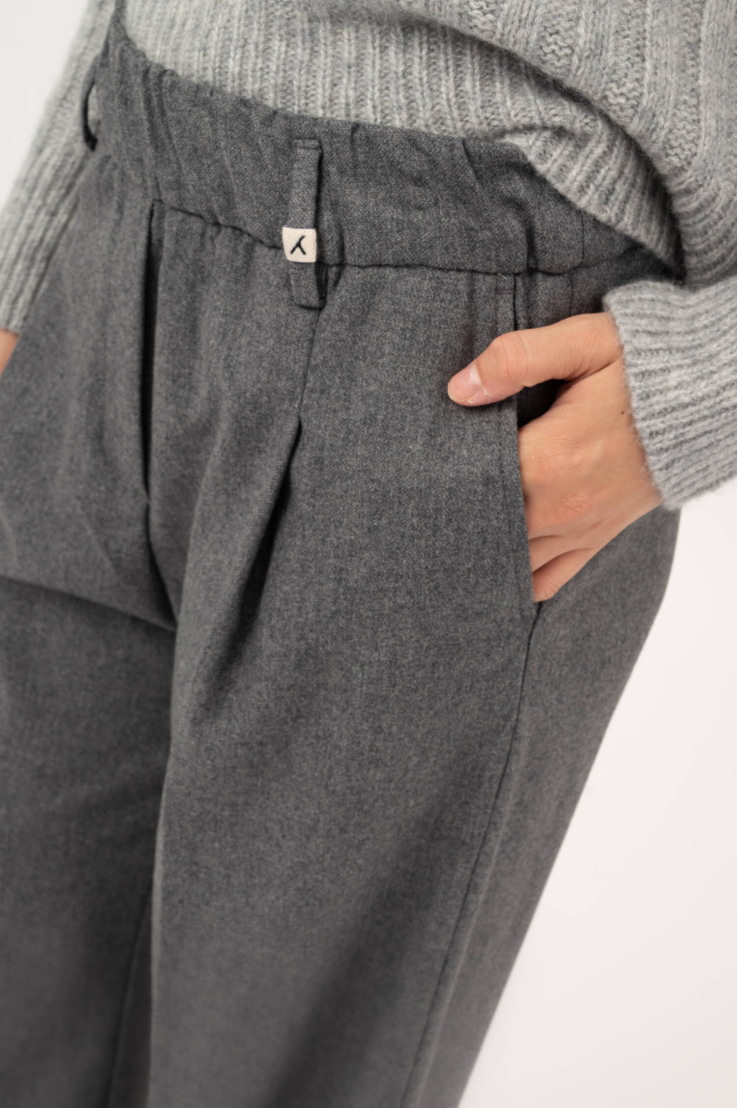Weite Woll-Mix Hose in Grau meliert Weite Woll-Mix Hose in Grau meliert