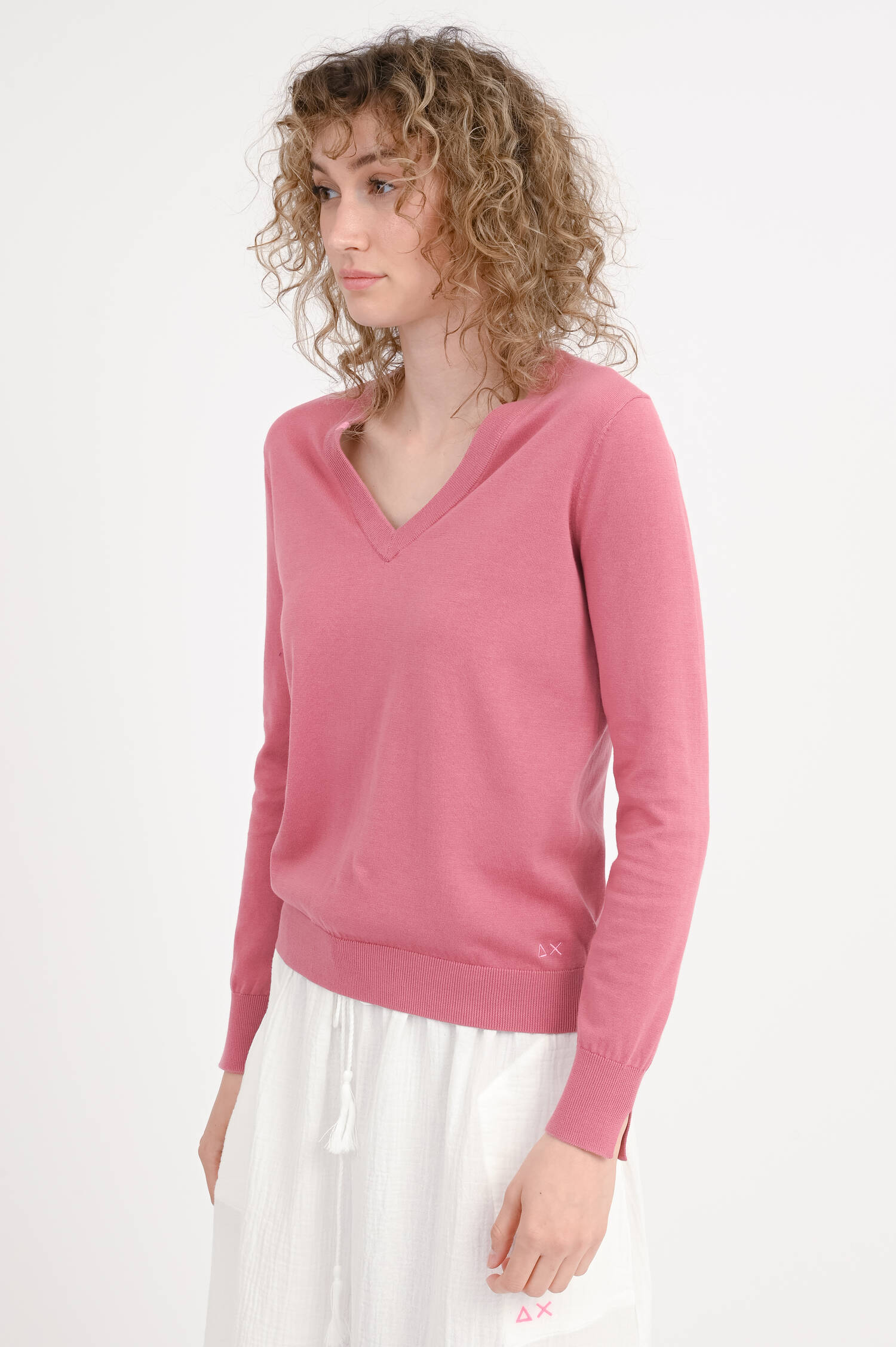 Pullover mit V-Ausschnitt in Rosa Scuro Pullover mit V-Ausschnitt in Rosa Scuro