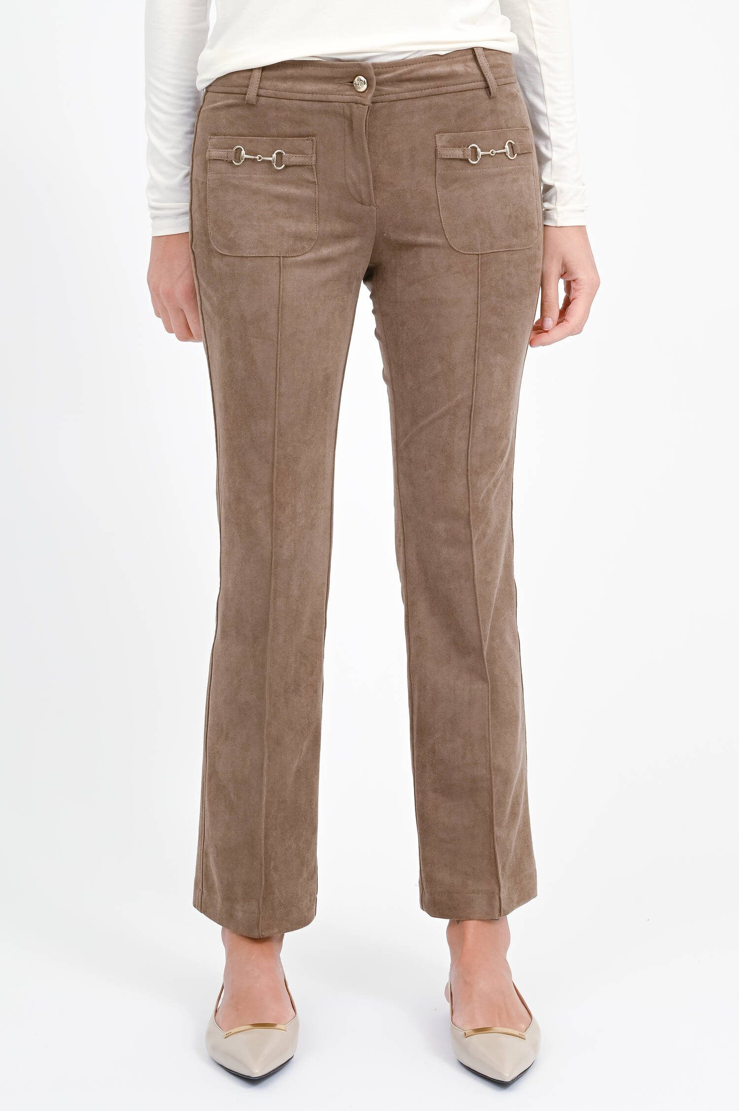 Hose FARAH mit Metall-Details in Mocca Mousse