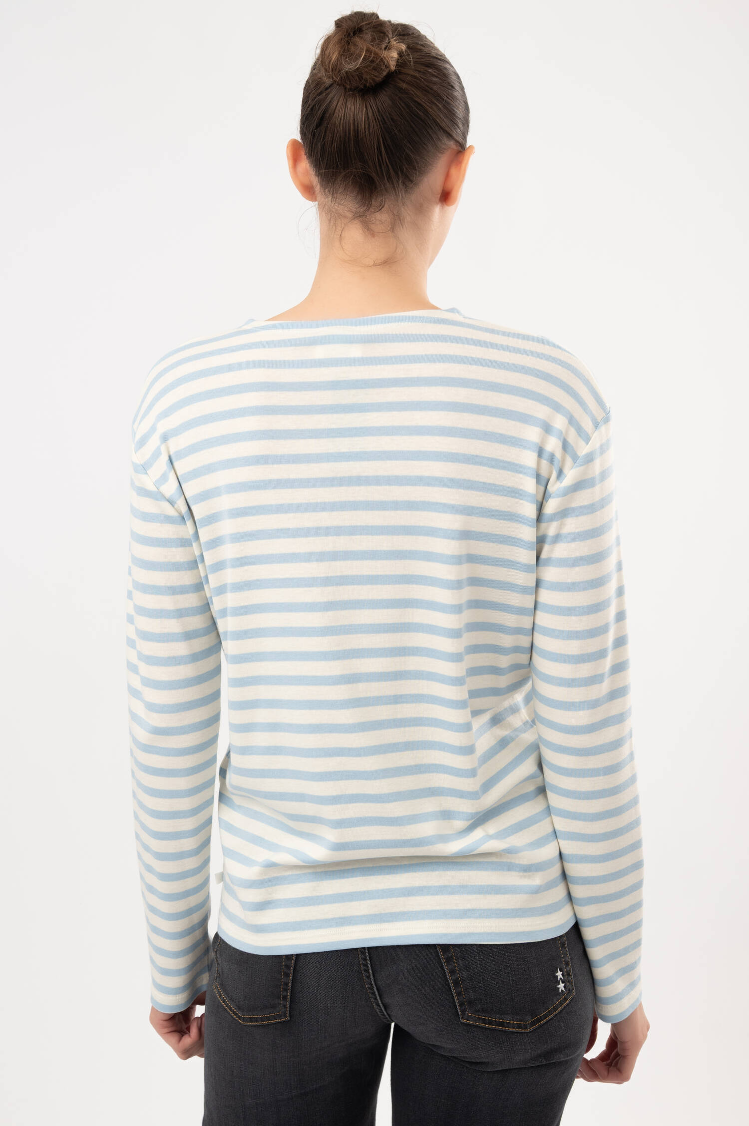 Langarm-Shirt in Blau/Weiß gestreift