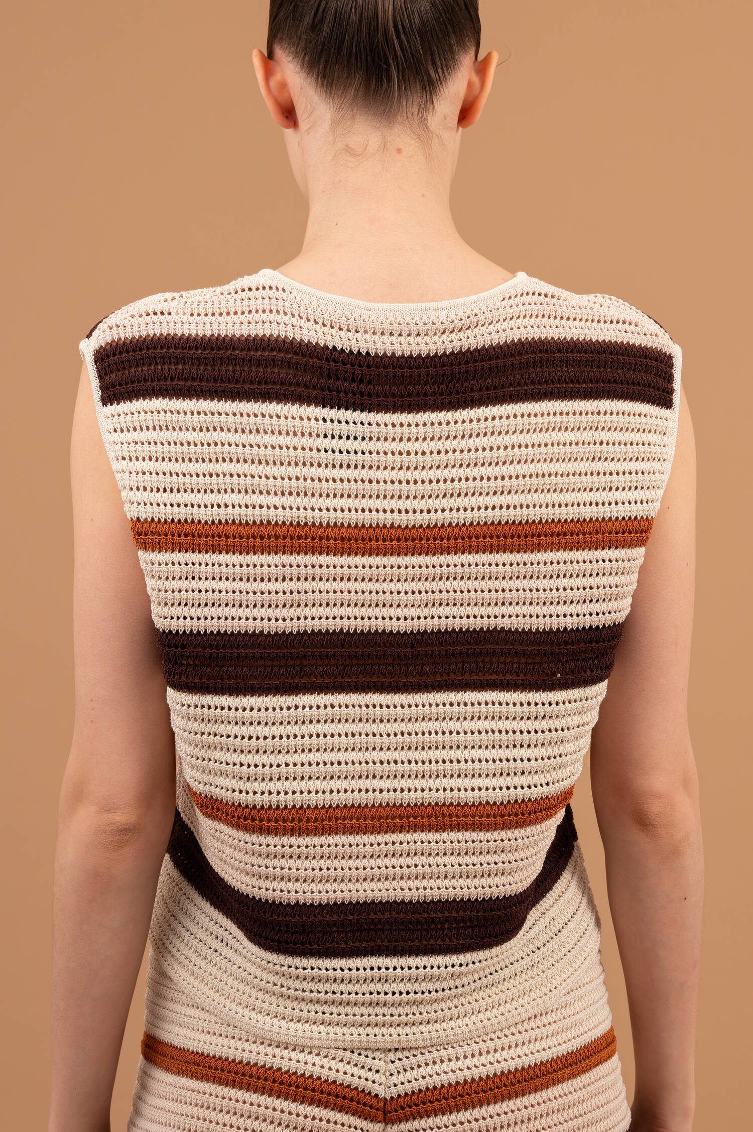 Stricktop LOUELLE in Beige/Braun/Rust gestreift