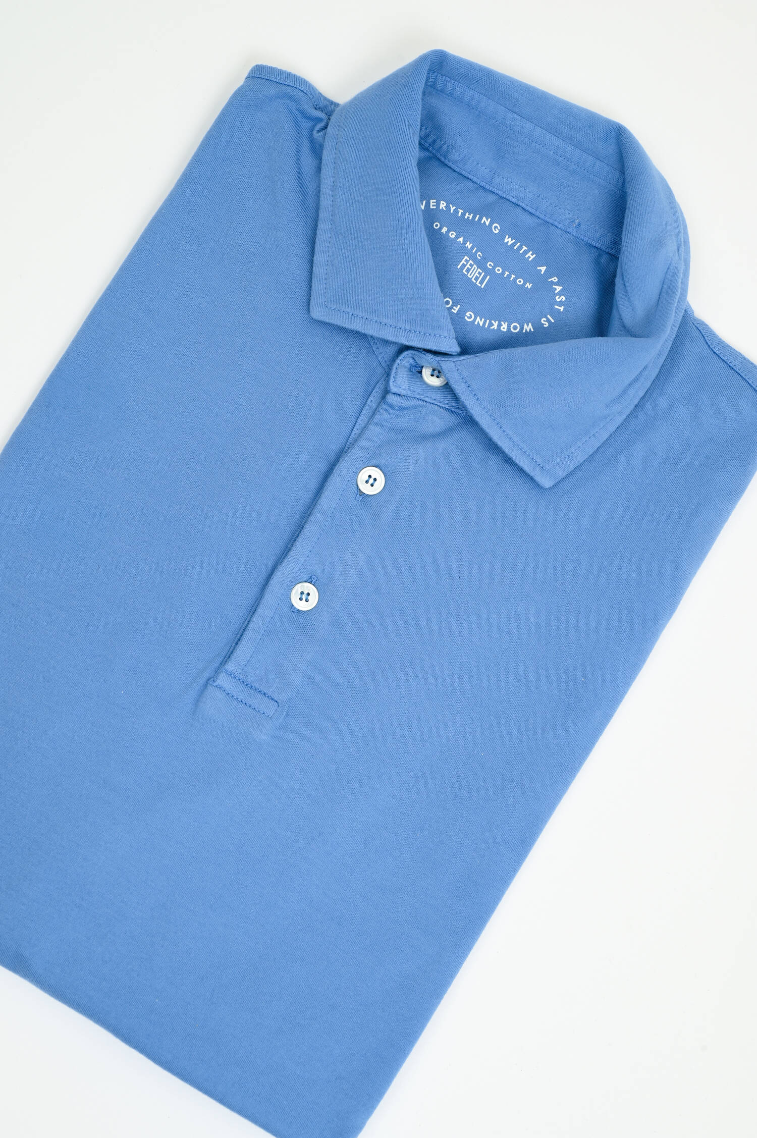 Jersey-Poloshirt in Mittelblau Jersey-Poloshirt in Mittelblau