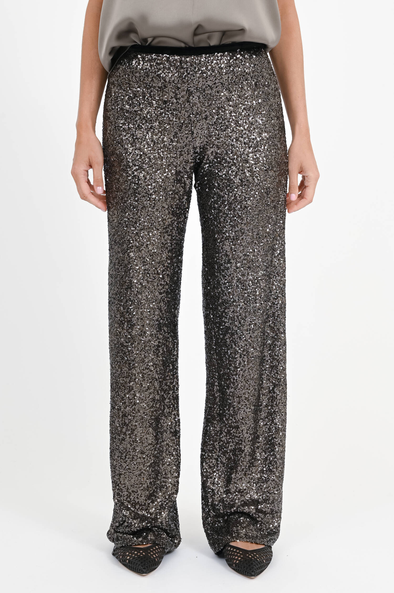 Pailetten-Hose in Taupe Shimmer