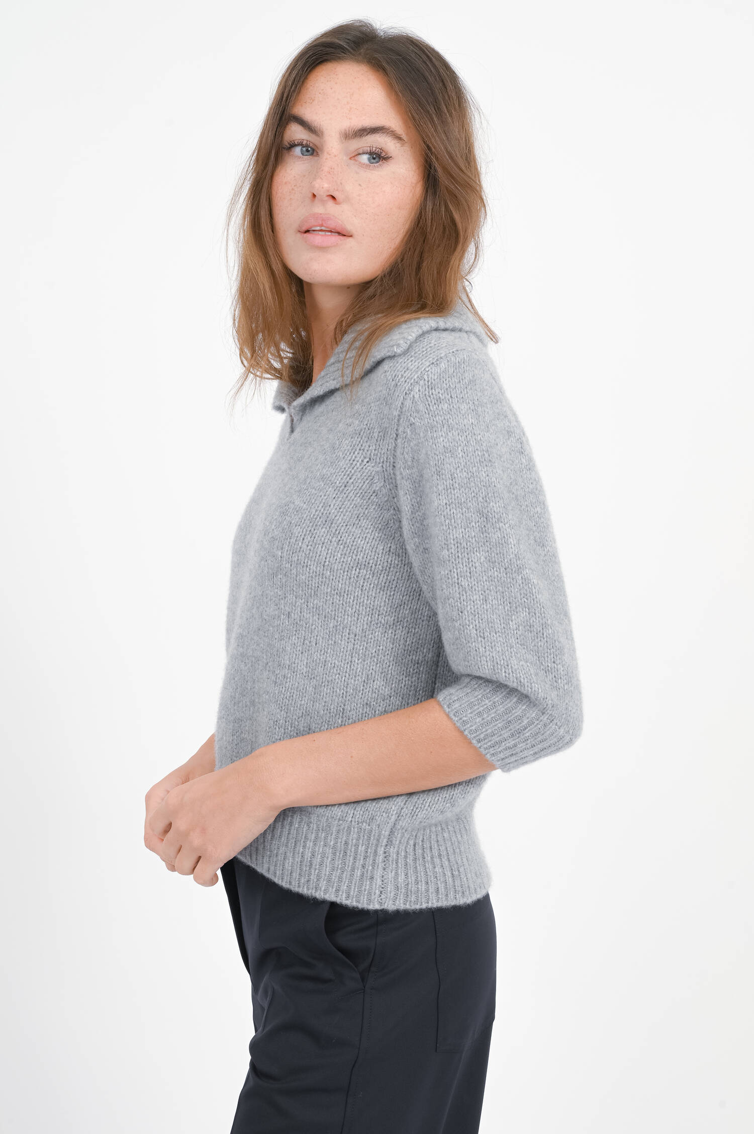 Cashmere-Seiden-Pullover LAILAI in Grau