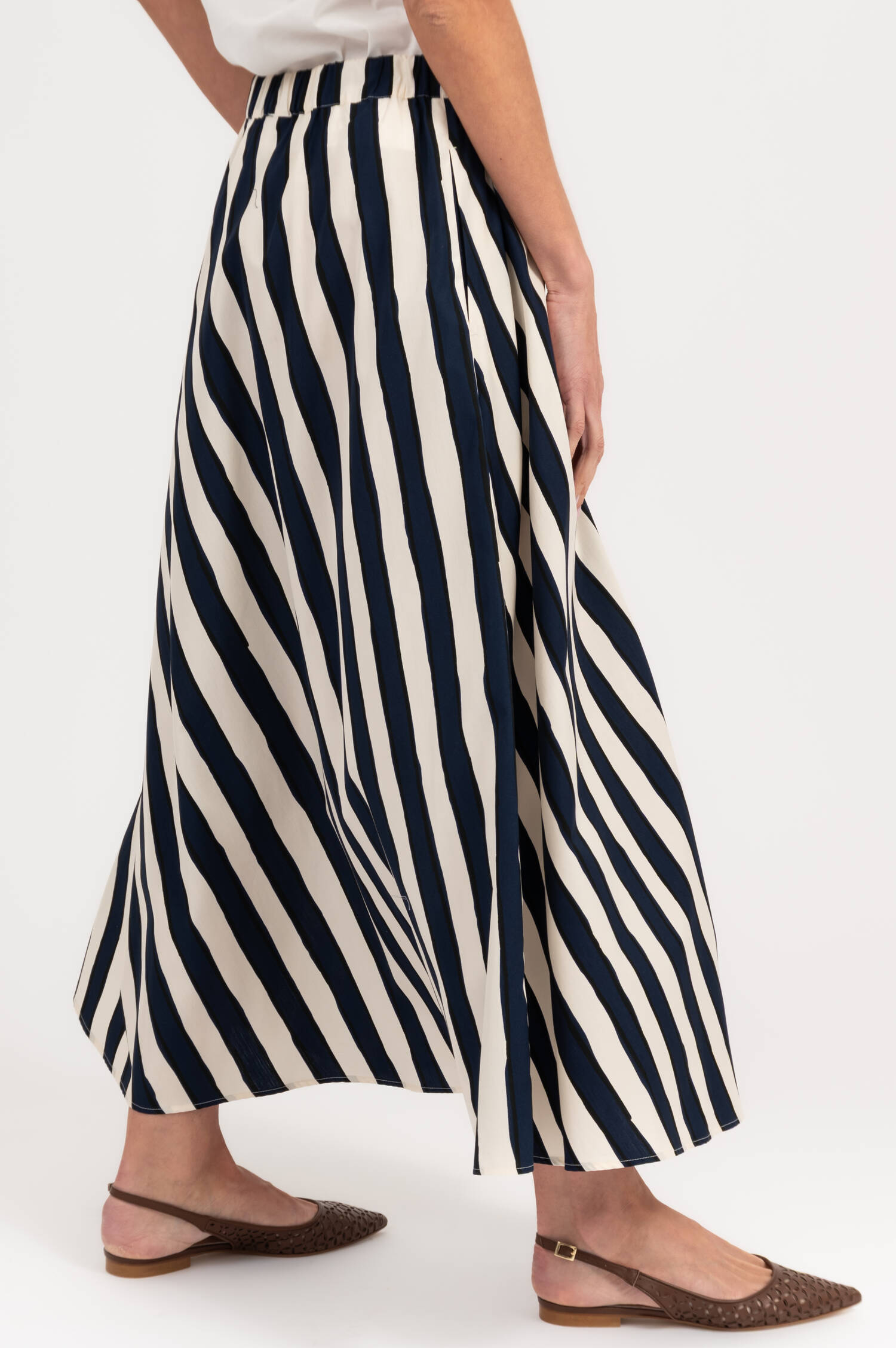 Midi Rock UOMO in Blau/Creme gestreift