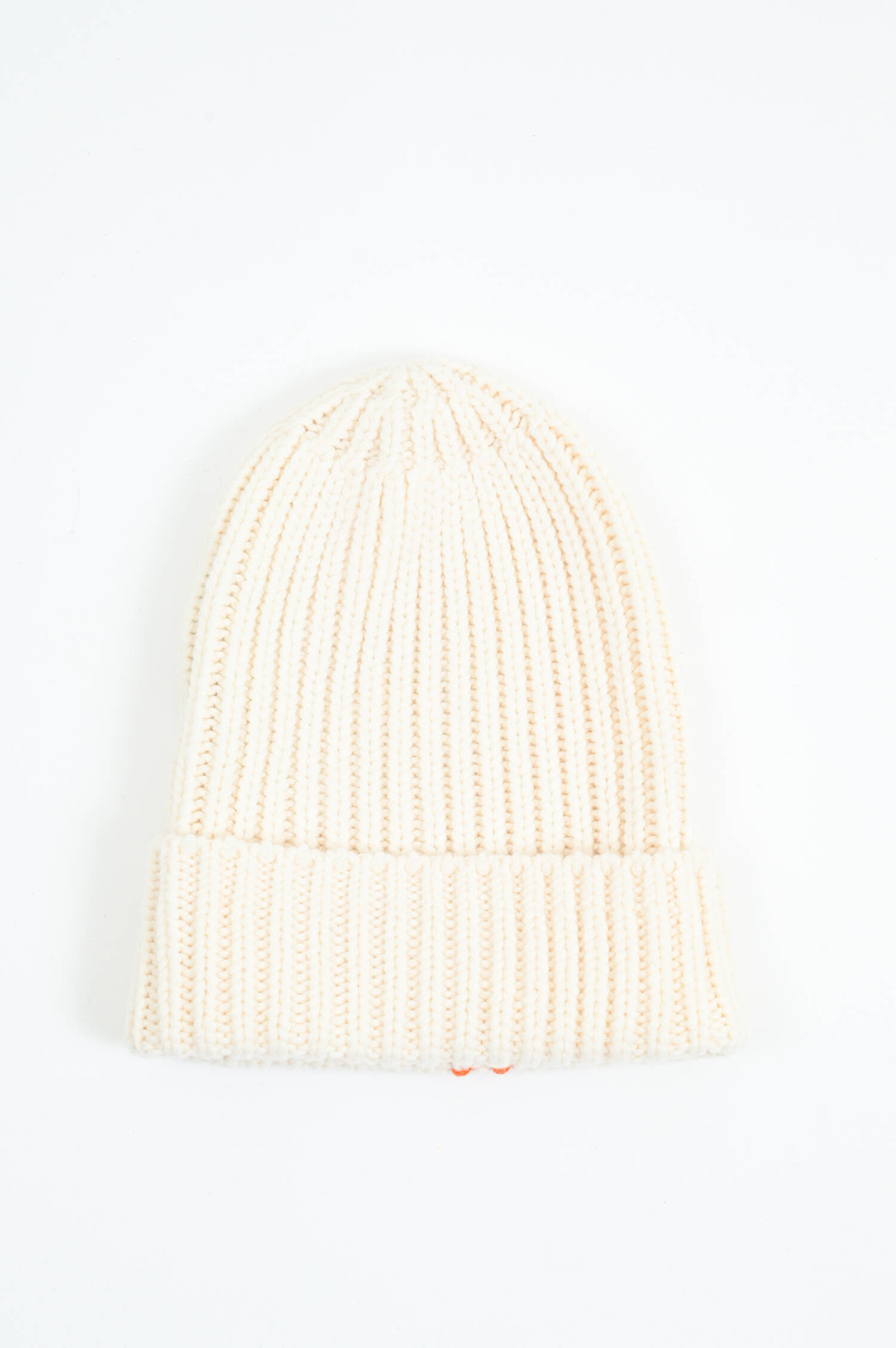 Rippstrick-Mütze in Creme/Orange