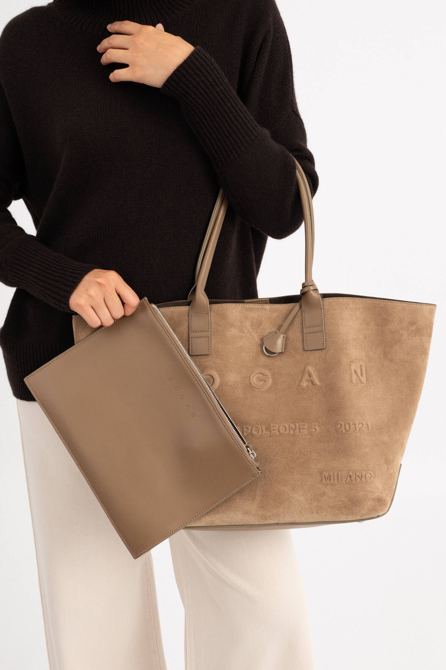 Suede Shopper in Beige Suede Shopper in Beige