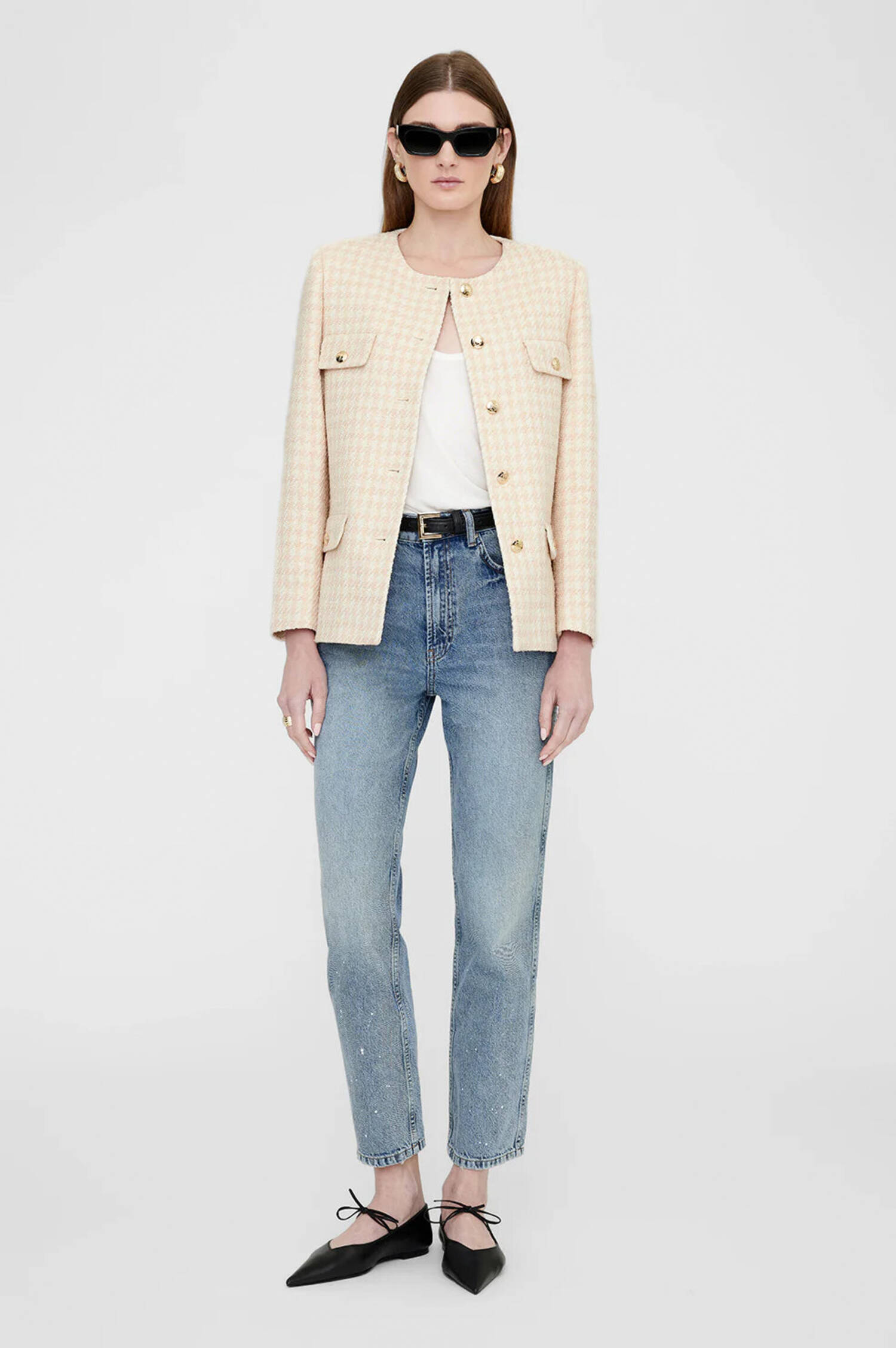 Tweed JANET JACKE in Creme/Pfirsich-Pastell