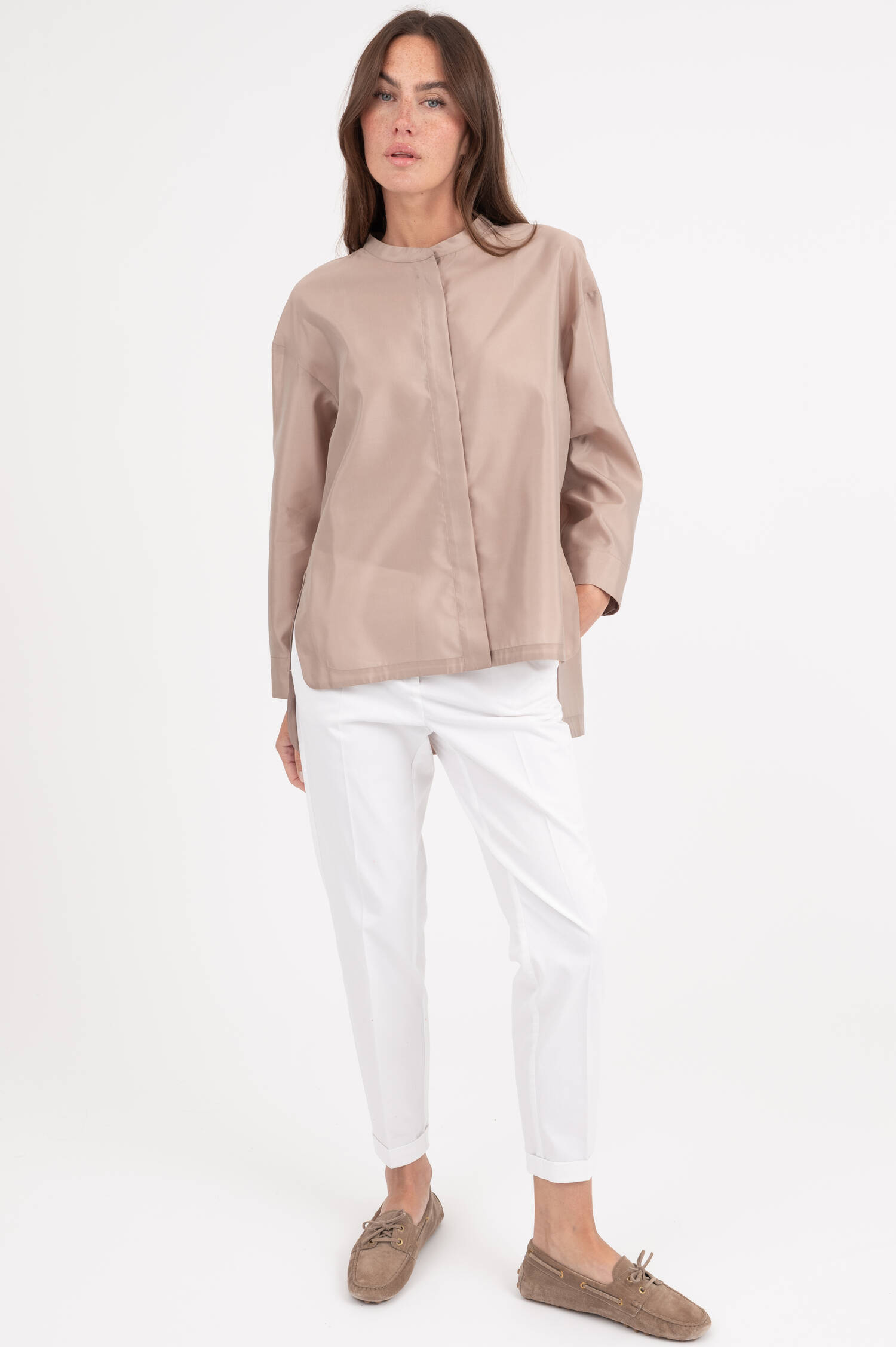 Satin Bluse RACCONTO in Taupe Satin Bluse RACCONTO in Taupe