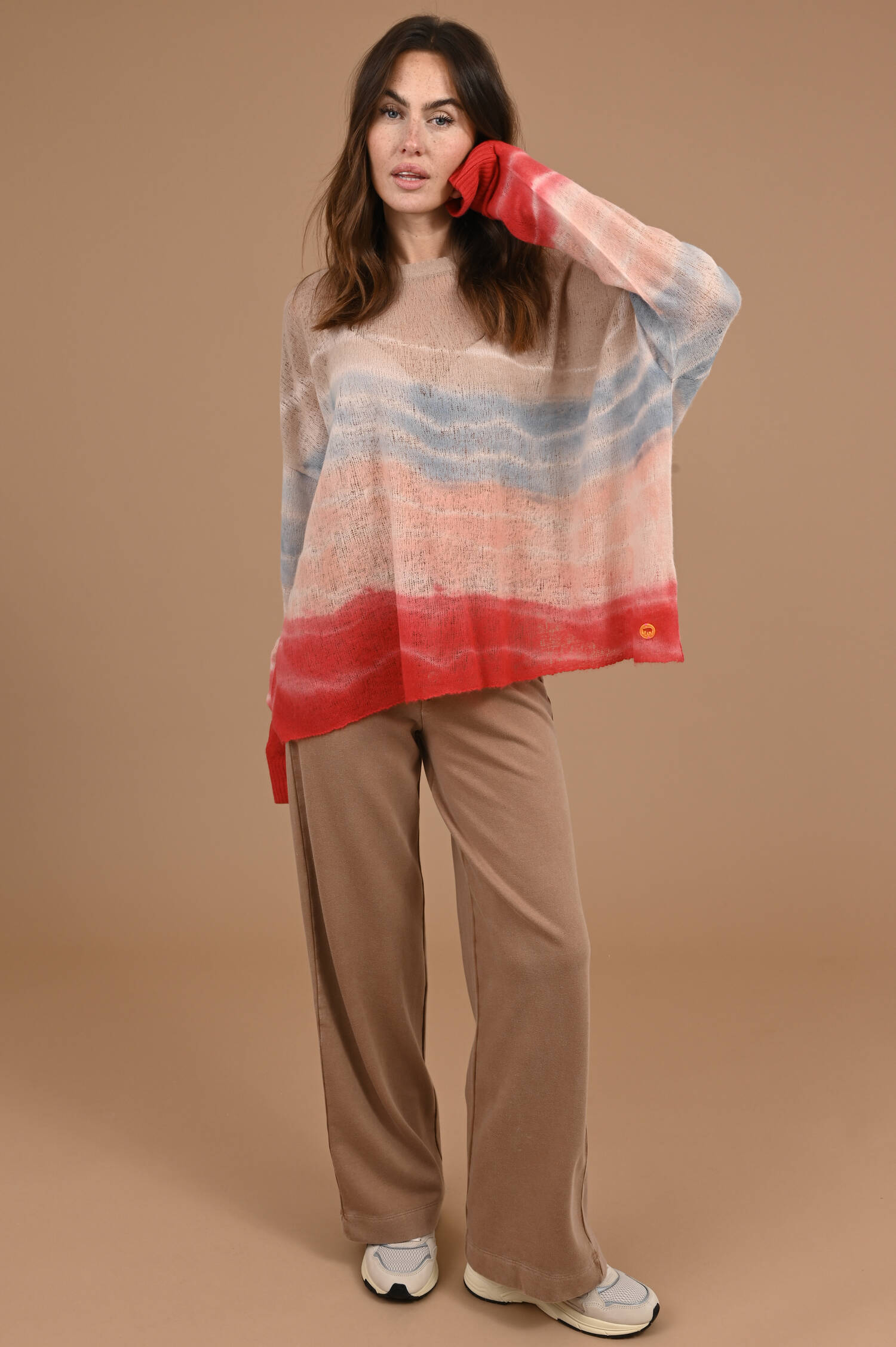 Cashmere Pullover Pearcy in Braun/Blau/Rot/Weiß