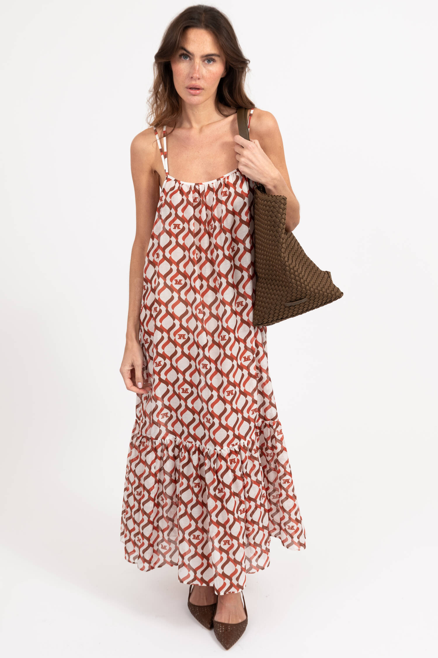 Kleid ALISSO mit Allover Print in Weiß/Rot