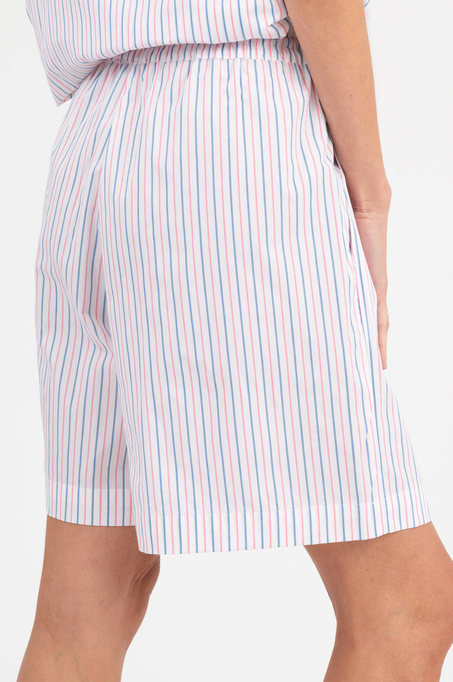 Baumwollshorts in Pink/Blau/Weiß gestreift