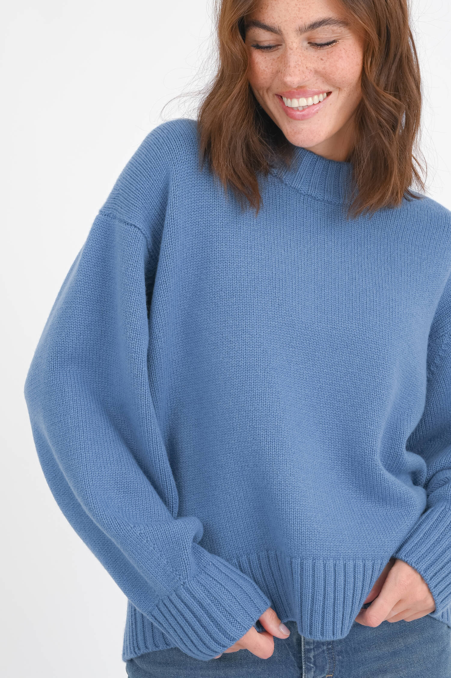 Pullover aus Wolle in Mittelblau