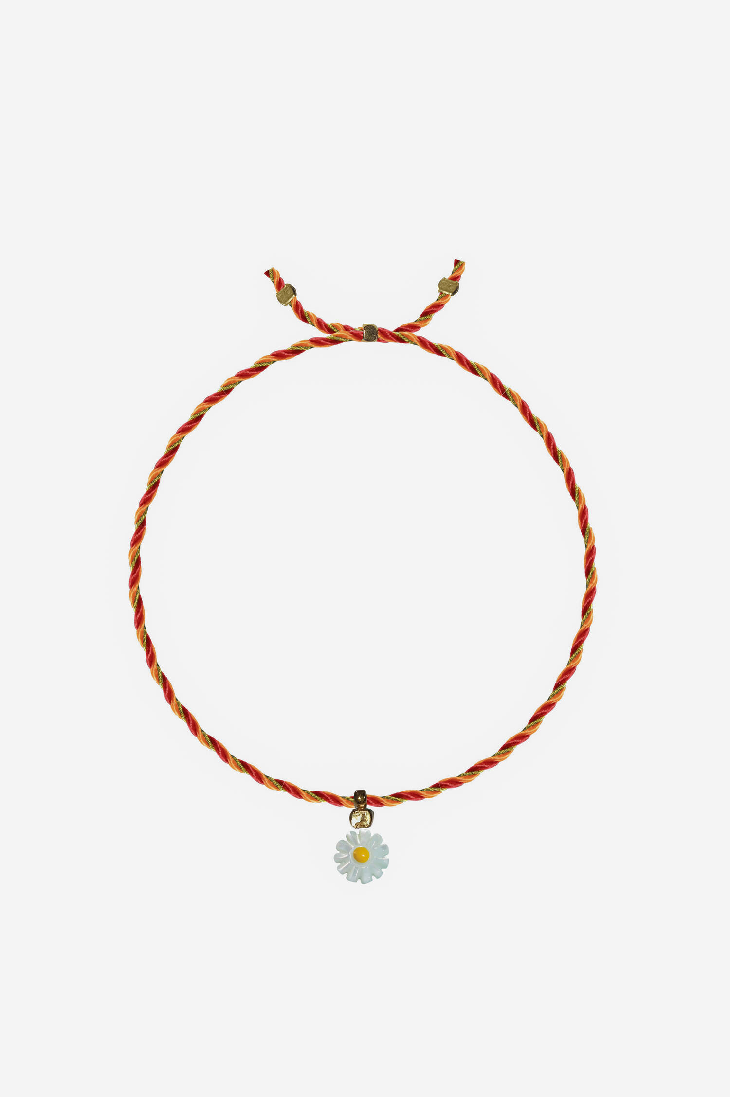 Armband mit PERLEN-BLUME in Gold/Rot/Orange