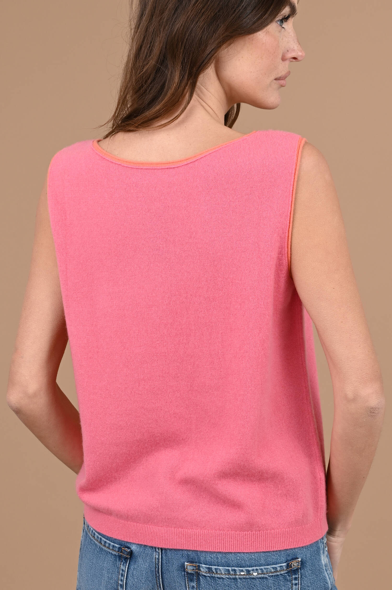 Ärmelloser Cashmere Pullover in Candypink