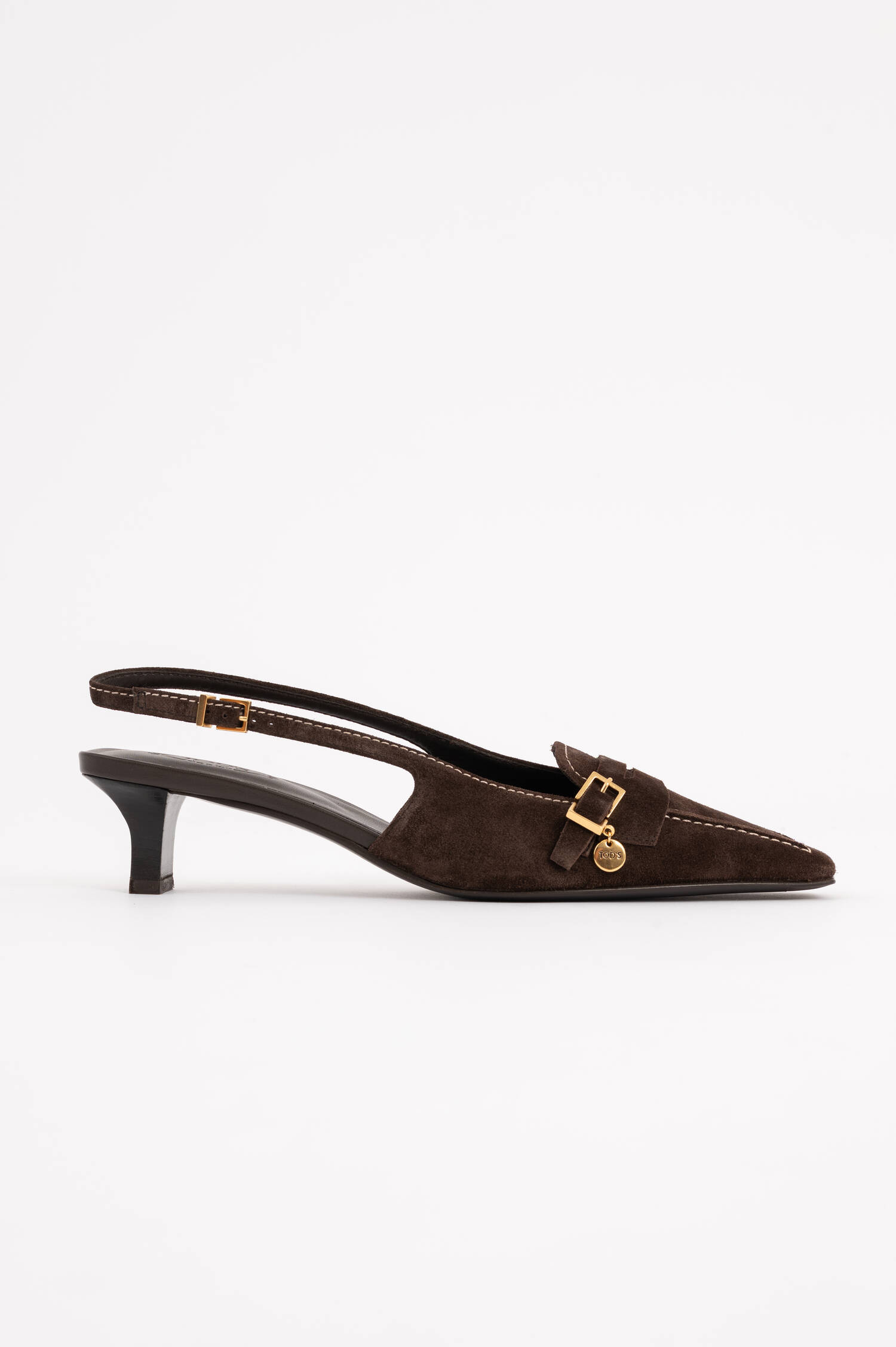Suede Slingback-Pumps in Braun