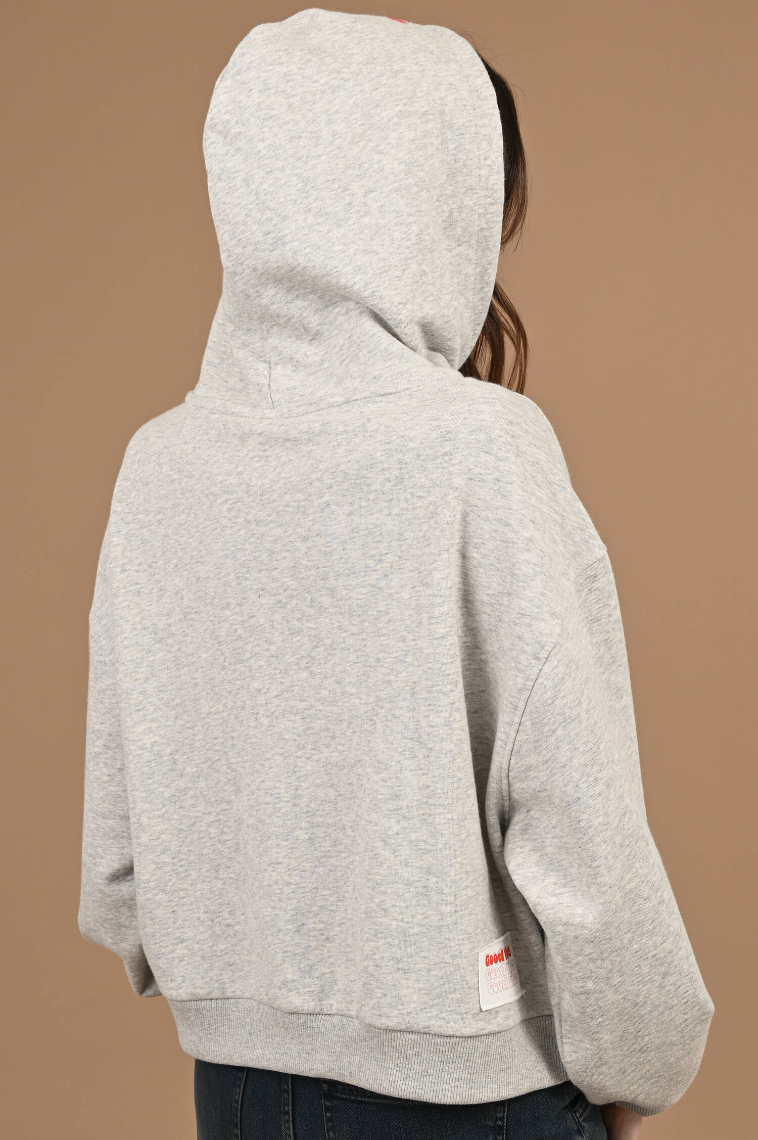 Kapuzenjacke mit Herz Aufstick in Grau