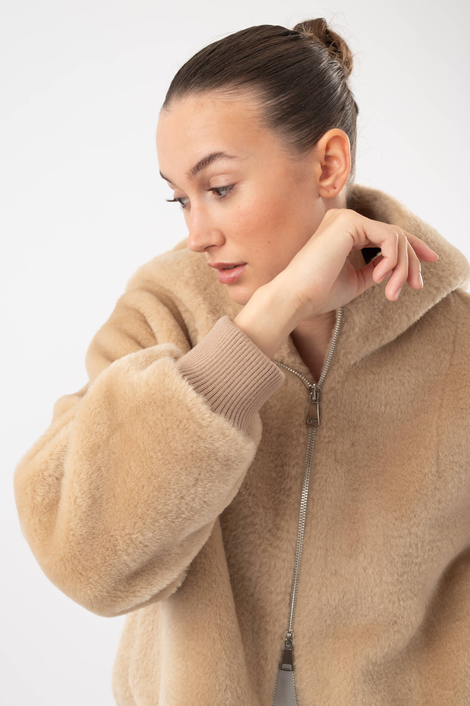 Faux-Shearling-Jacke SISSI in Beige