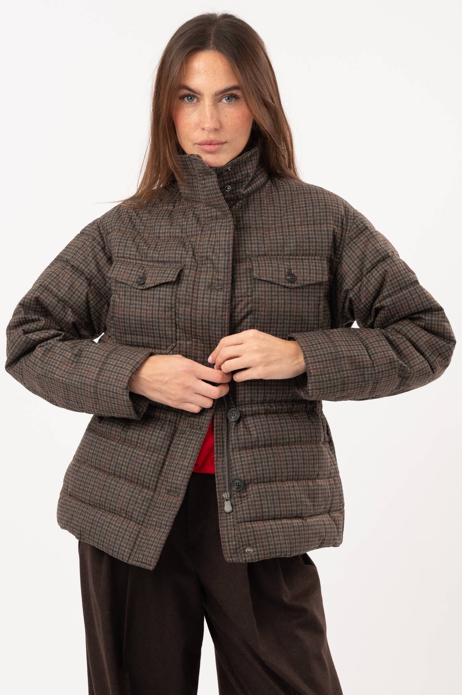 Steppjacke Hahnentritt in Braun Steppjacke Hahnentritt in Braun