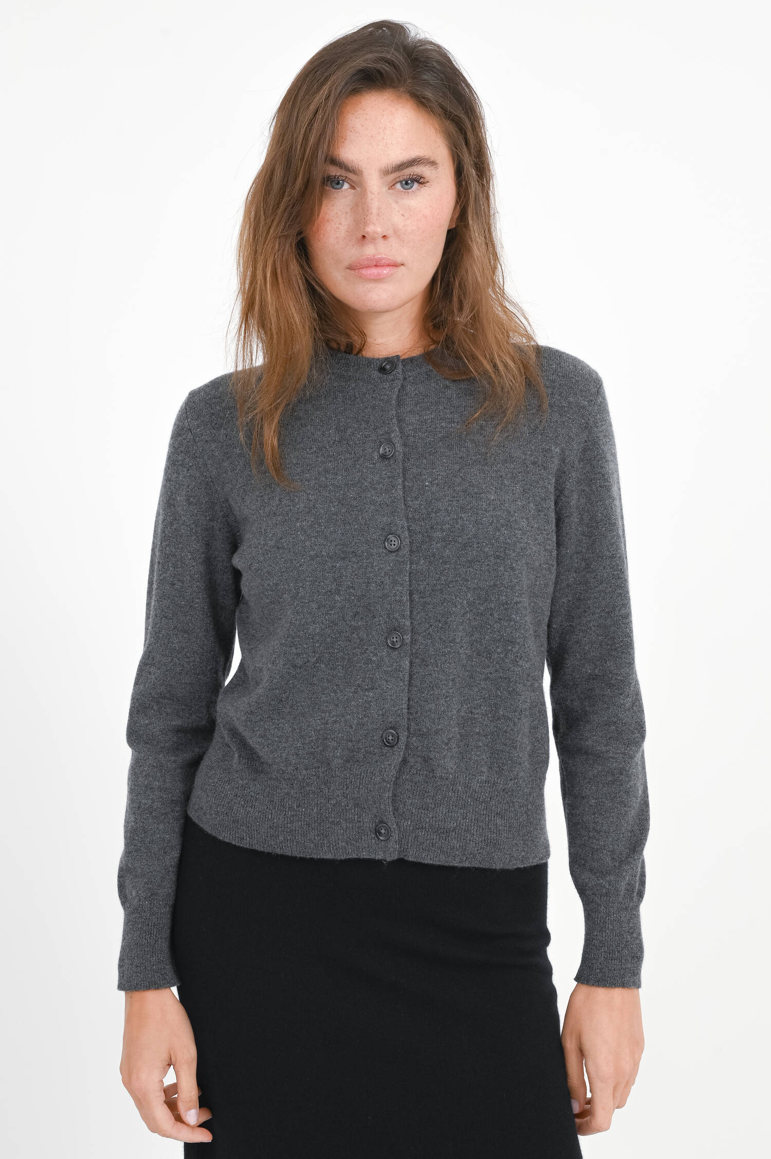 Cashmere-Cardigan in Dunkelgrau