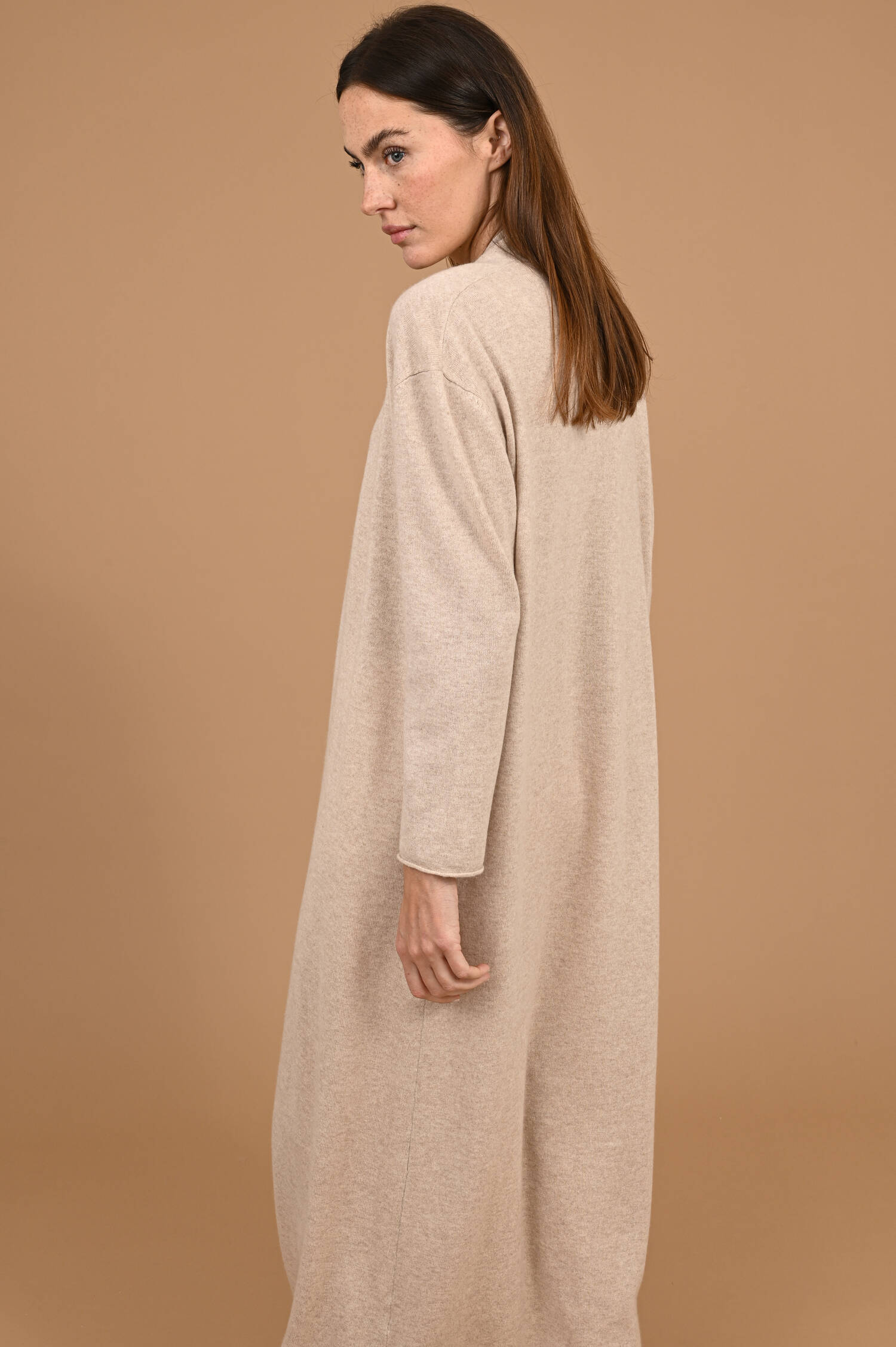 Cardigan aus Wolle/Cashmere in Sandbeige