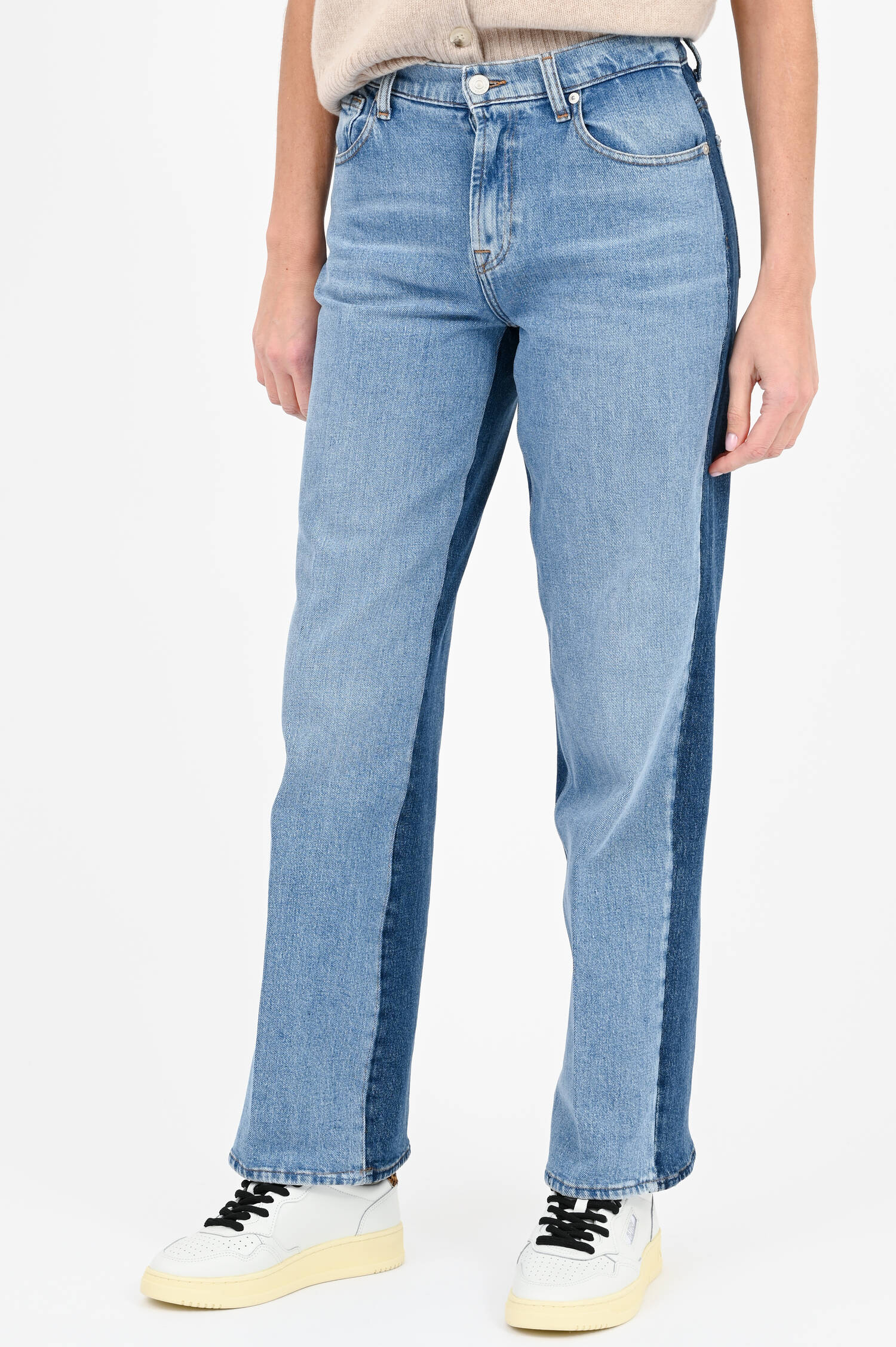 Zweifärbige-Jeans in Hellblau/Dunkelblau Zweifärbige-Jeans in Hellblau/Dunkelblau