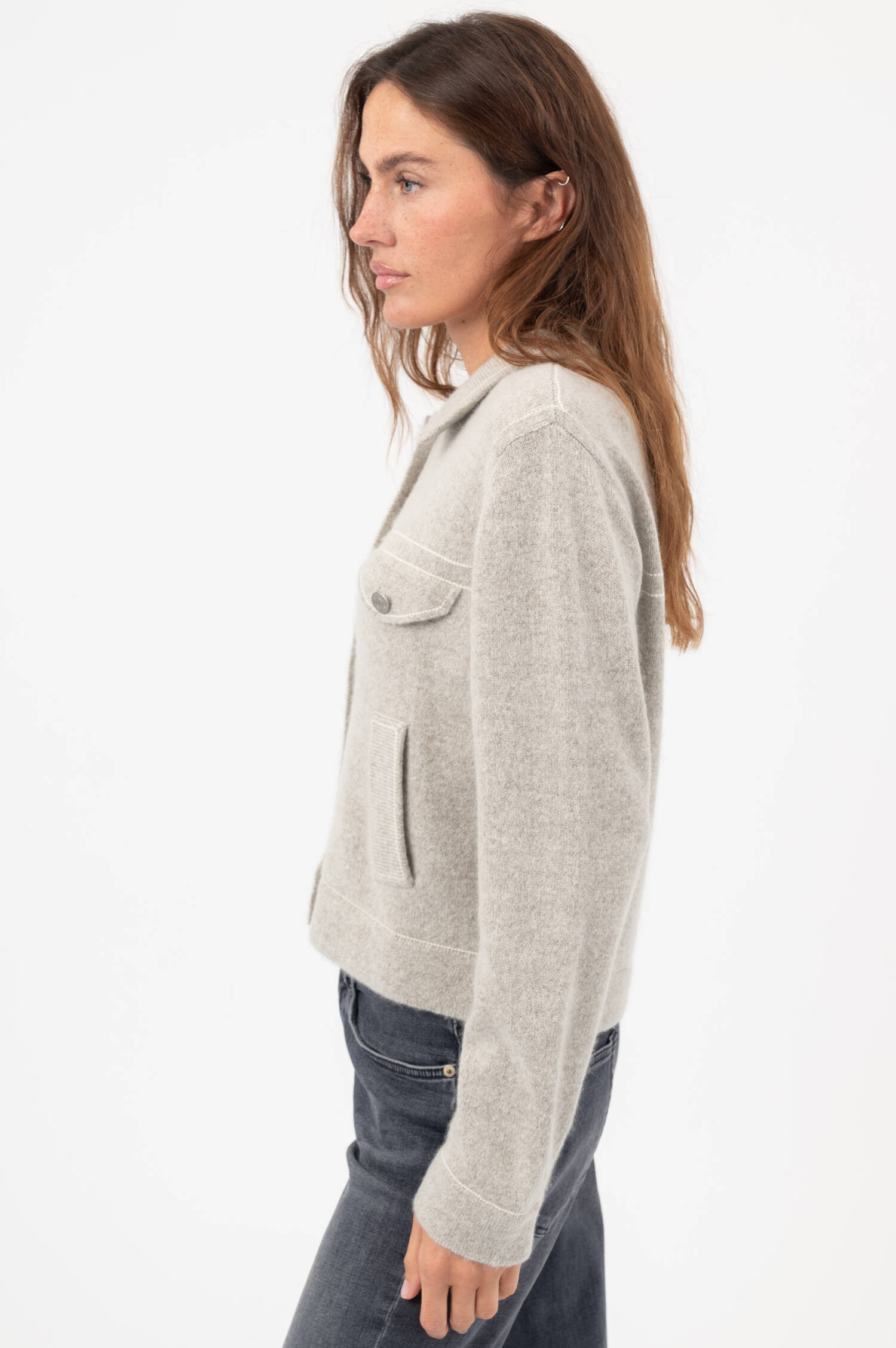 Woll-Cashmere-Strickjacke in Beige meliert Woll-Cashmere-Strickjacke in Beige meliert