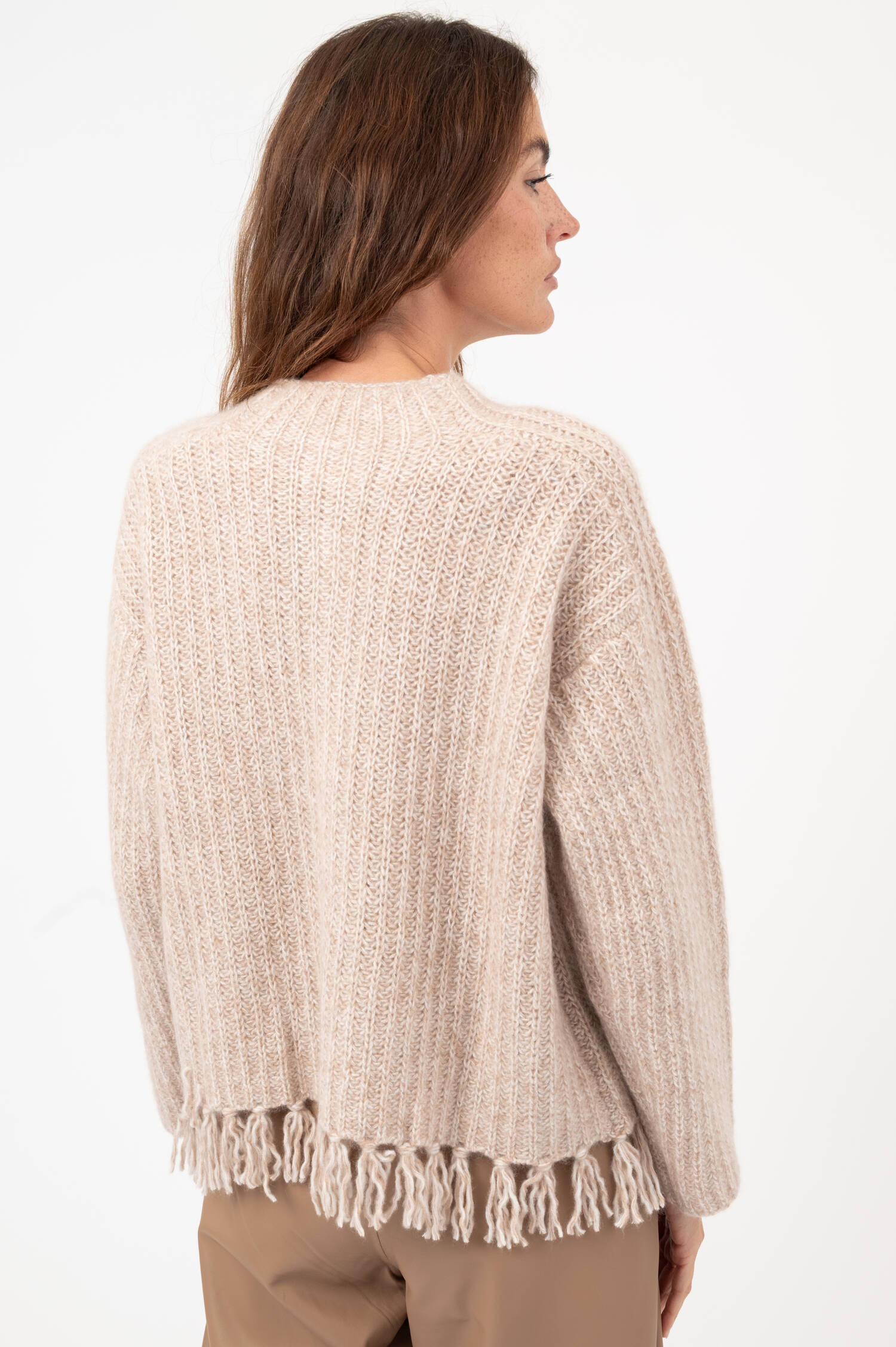 Cardigan mit Fransen in Rosa meliert Cardigan mit Fransen in Rosa meliert