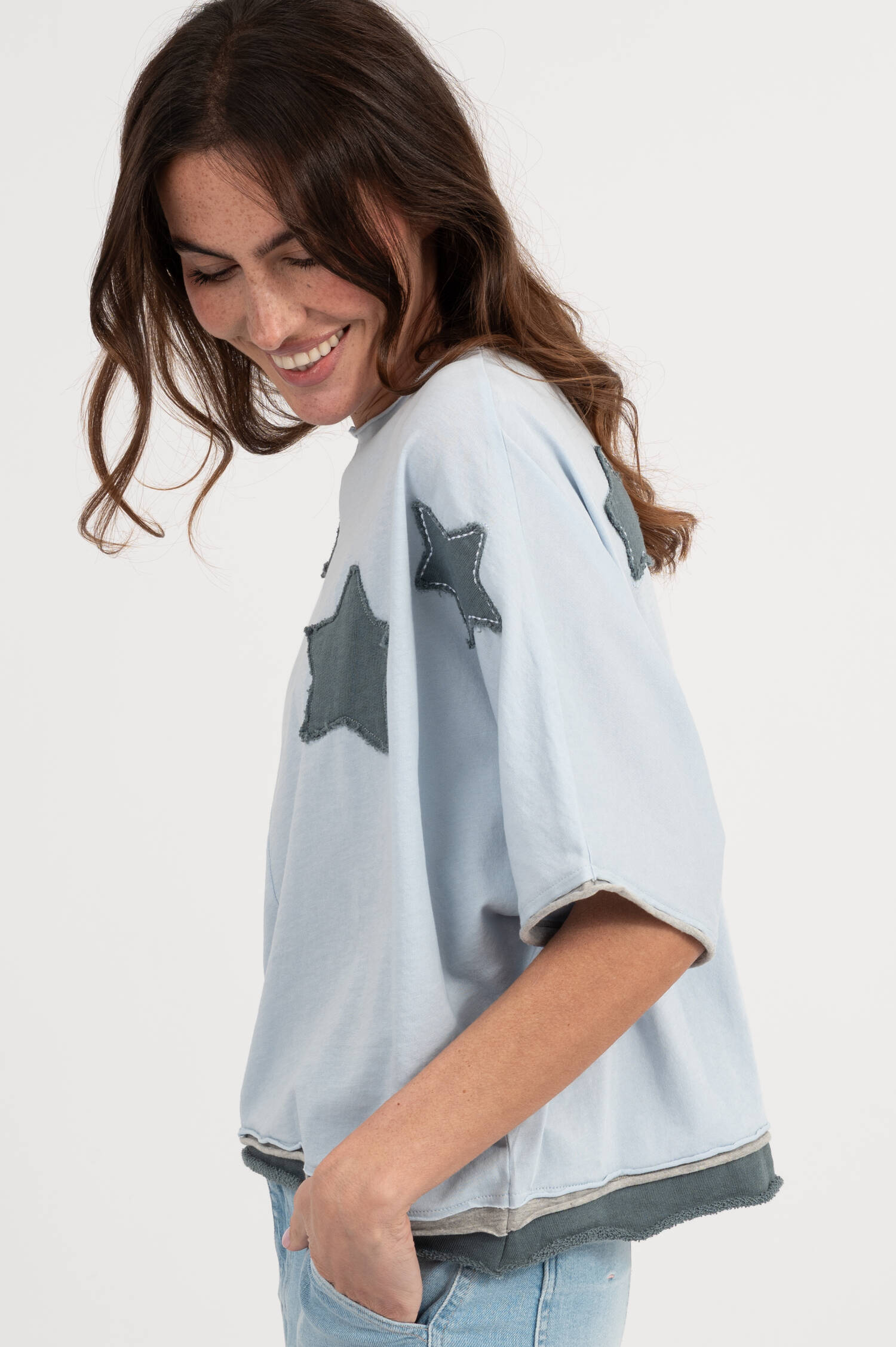 T-Shirt RUMBIA in Eisblau/Oliv/Grau T-Shirt RUMBIA in Eisblau/Oliv/Grau