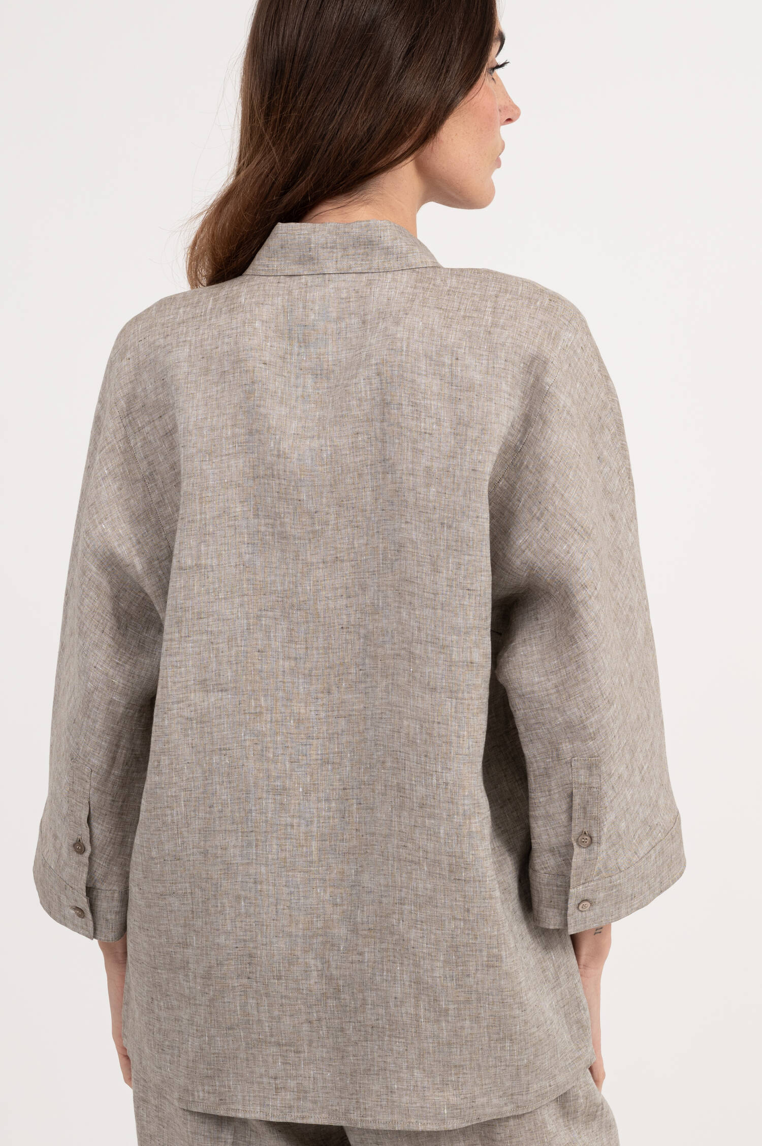 Leinenbluse in Taup meliert