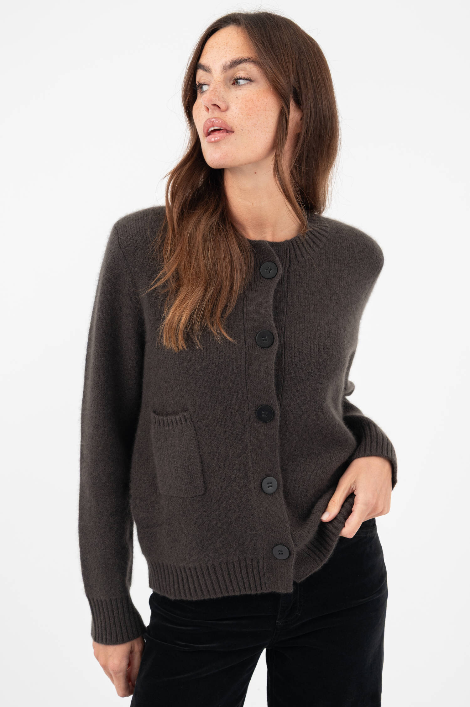 Cashmere-Seiden-Cardigan in Oliv