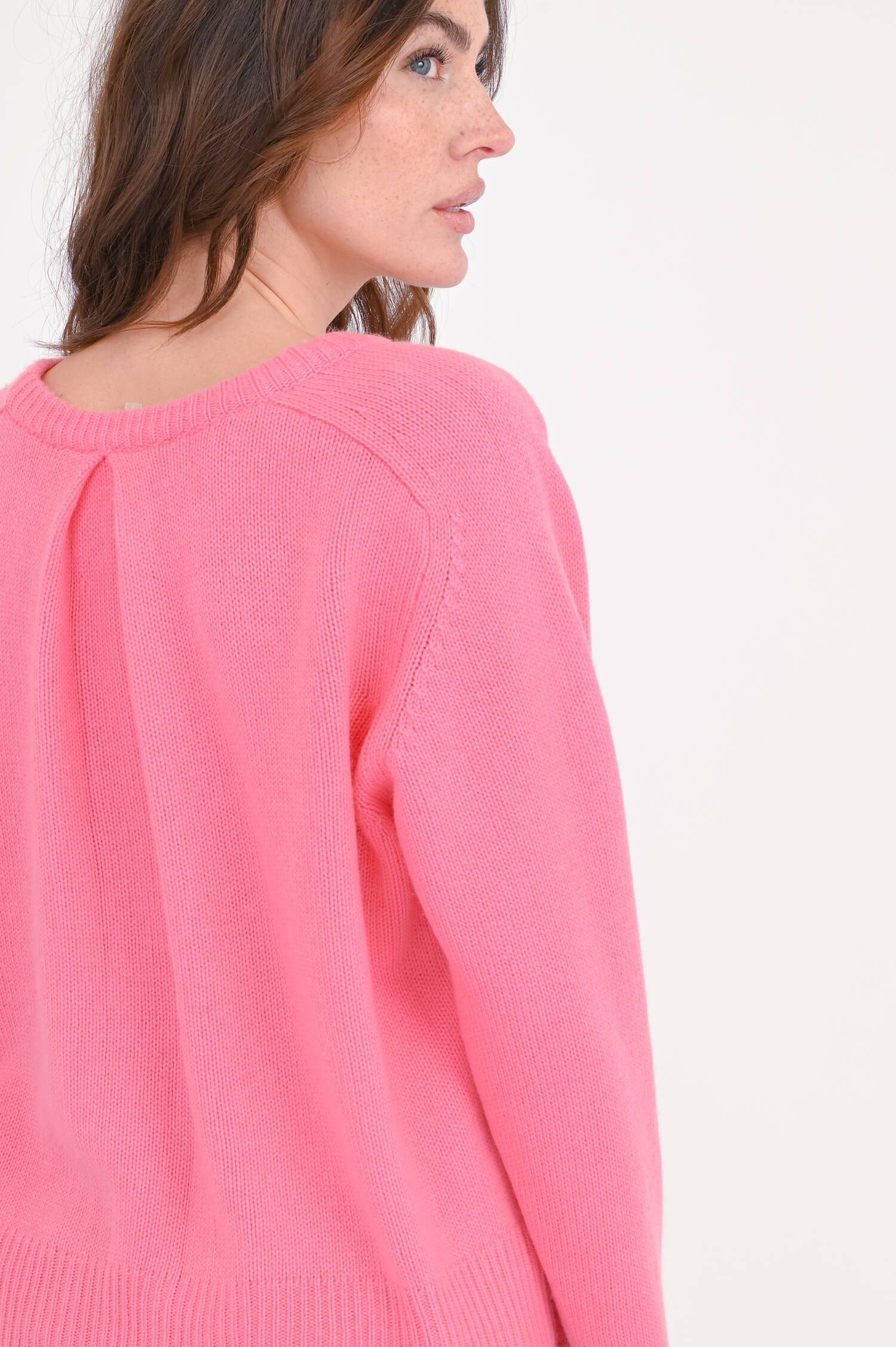 Pullover mit Kellerfalte in Flamingo