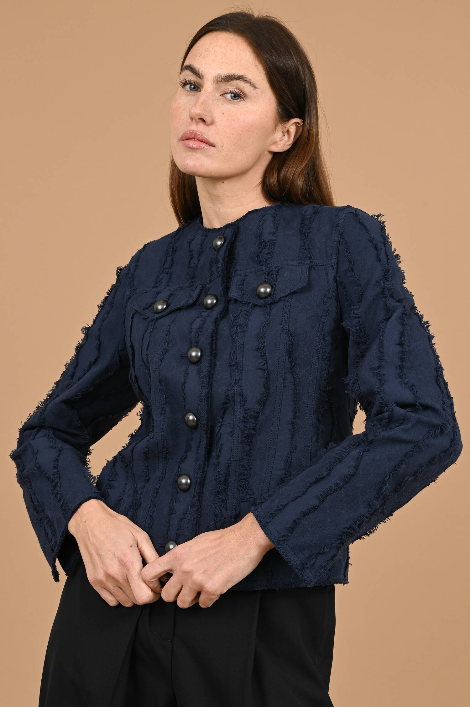 Fransenjacke in Dunkelblau