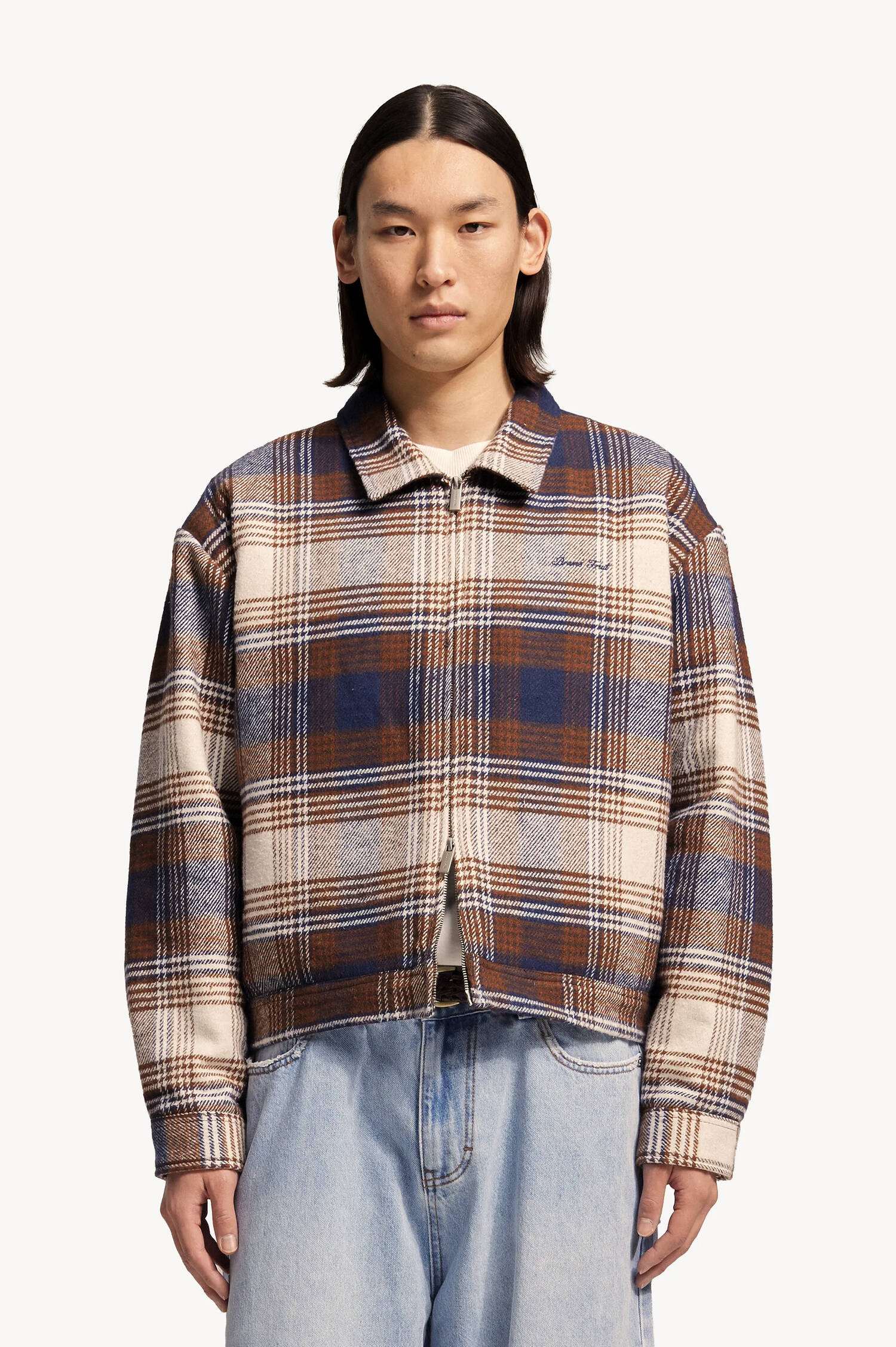 Flanell-Jacke in Braun/Navy kariert