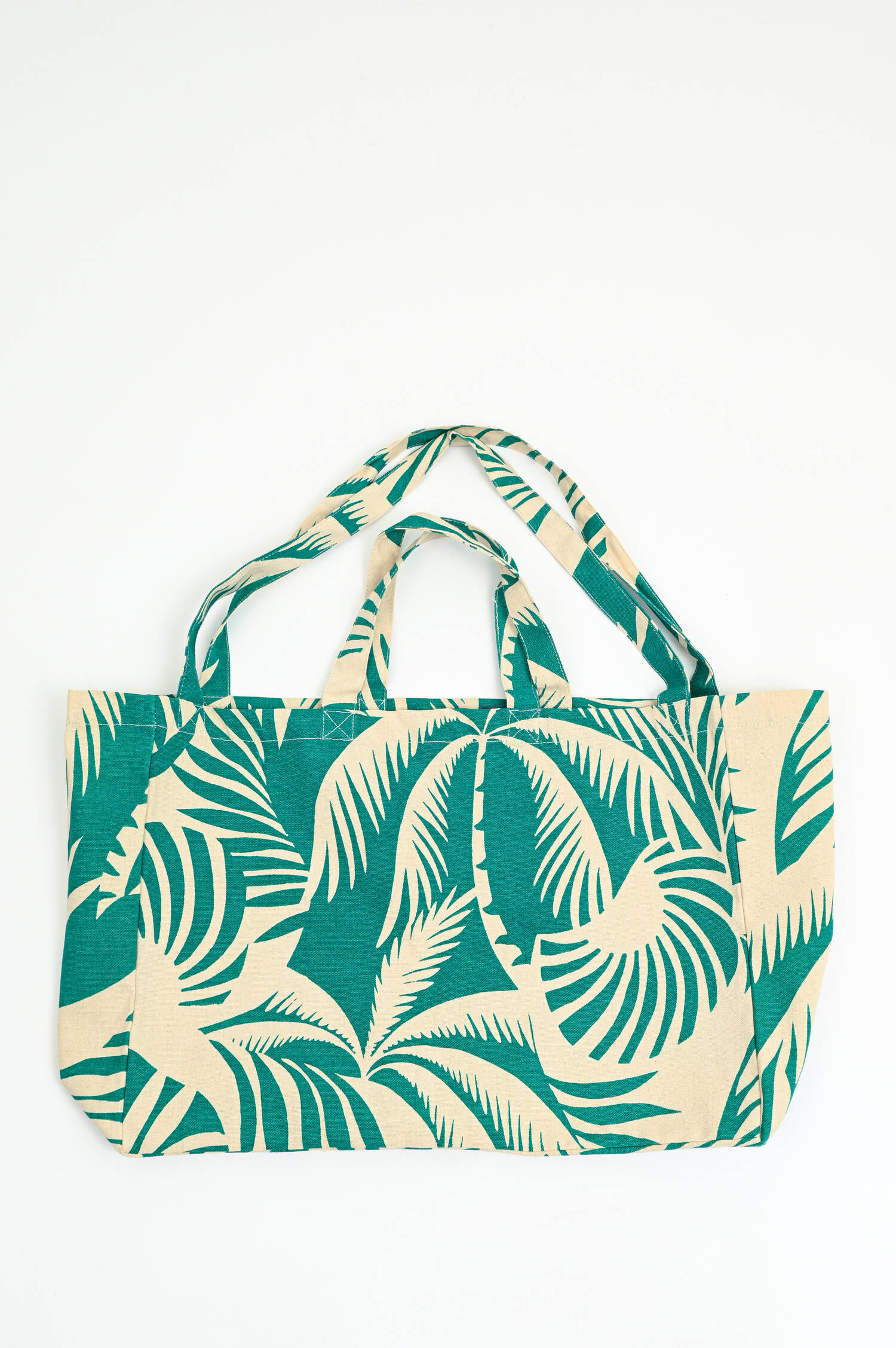 Tasche mit Palmen-Muster in Grün/Natur Tasche mit Palmen-Muster in Grün/Natur