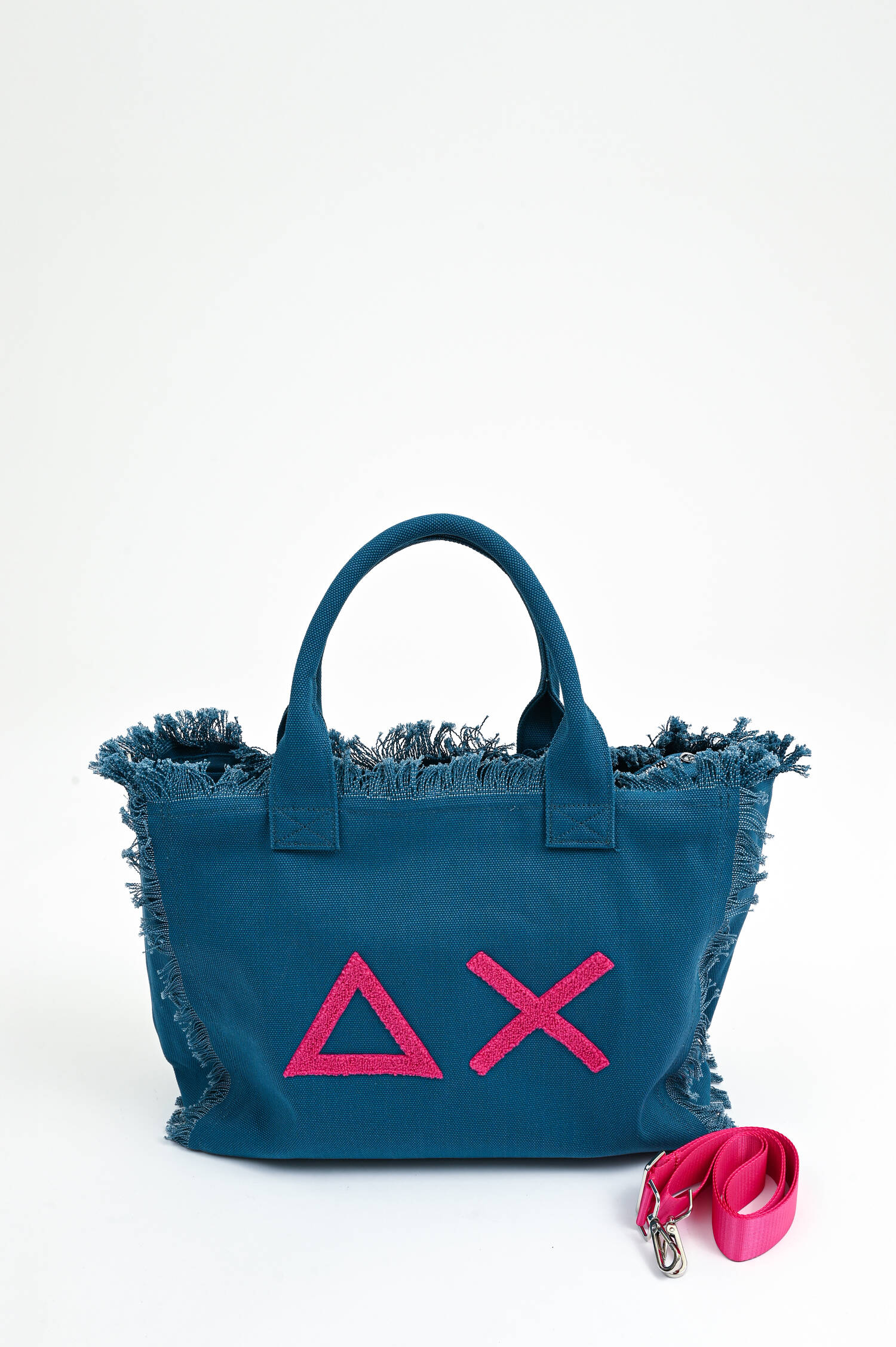 Large Canvas Tote mit Fransen in Blau