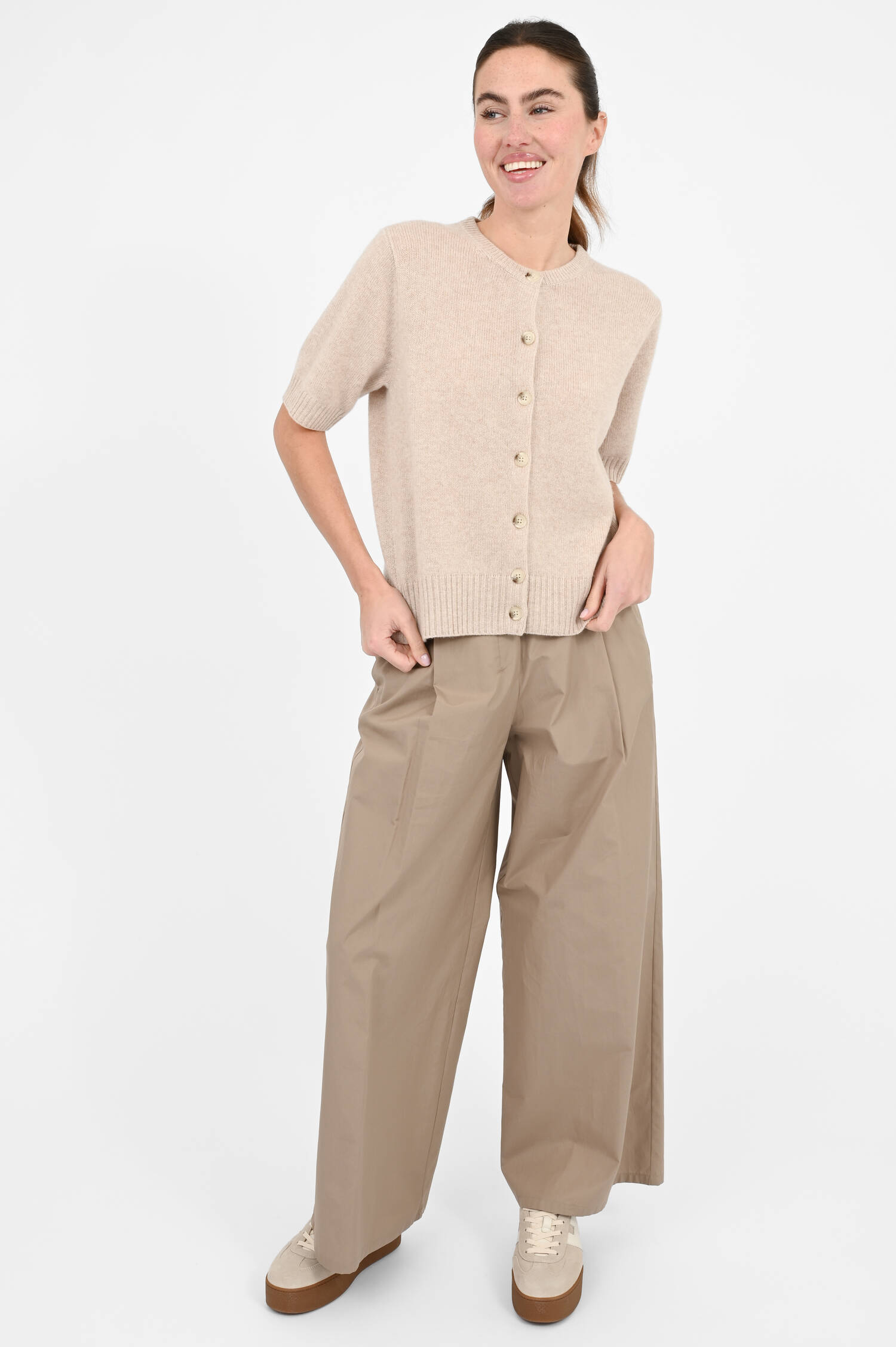 Cashmere-Strickweste in Natur