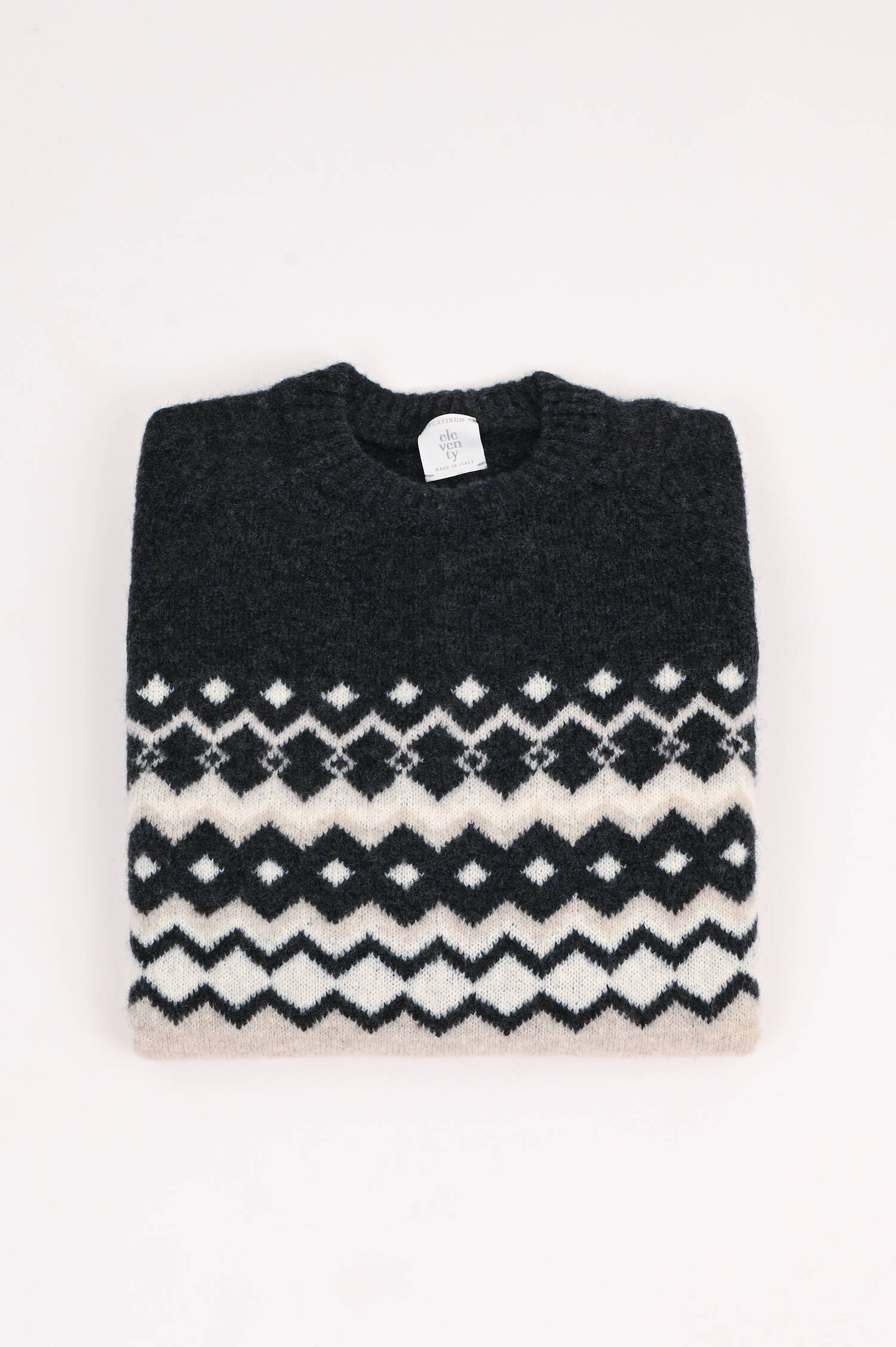 Cashmix-Strickpullover Beige/Schwarz