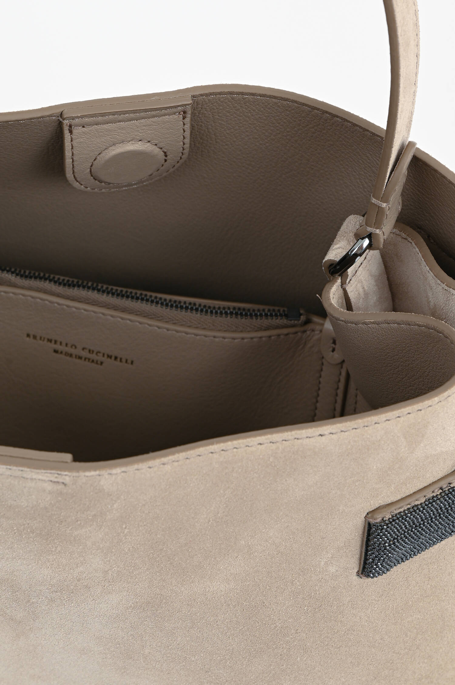 Veoursleder Tasche in Beige