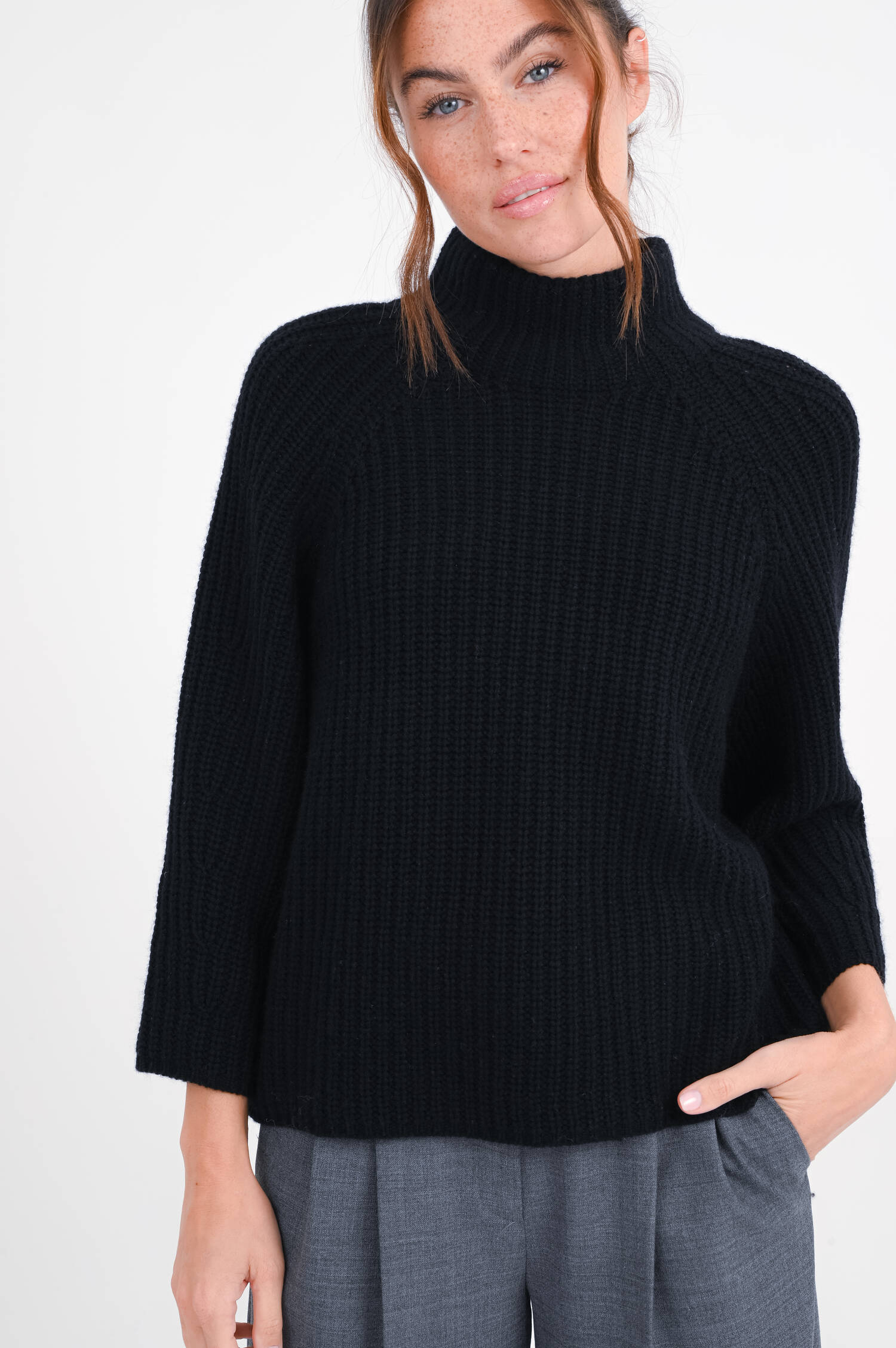 Woll-Cashmere Pullover in Schwarz