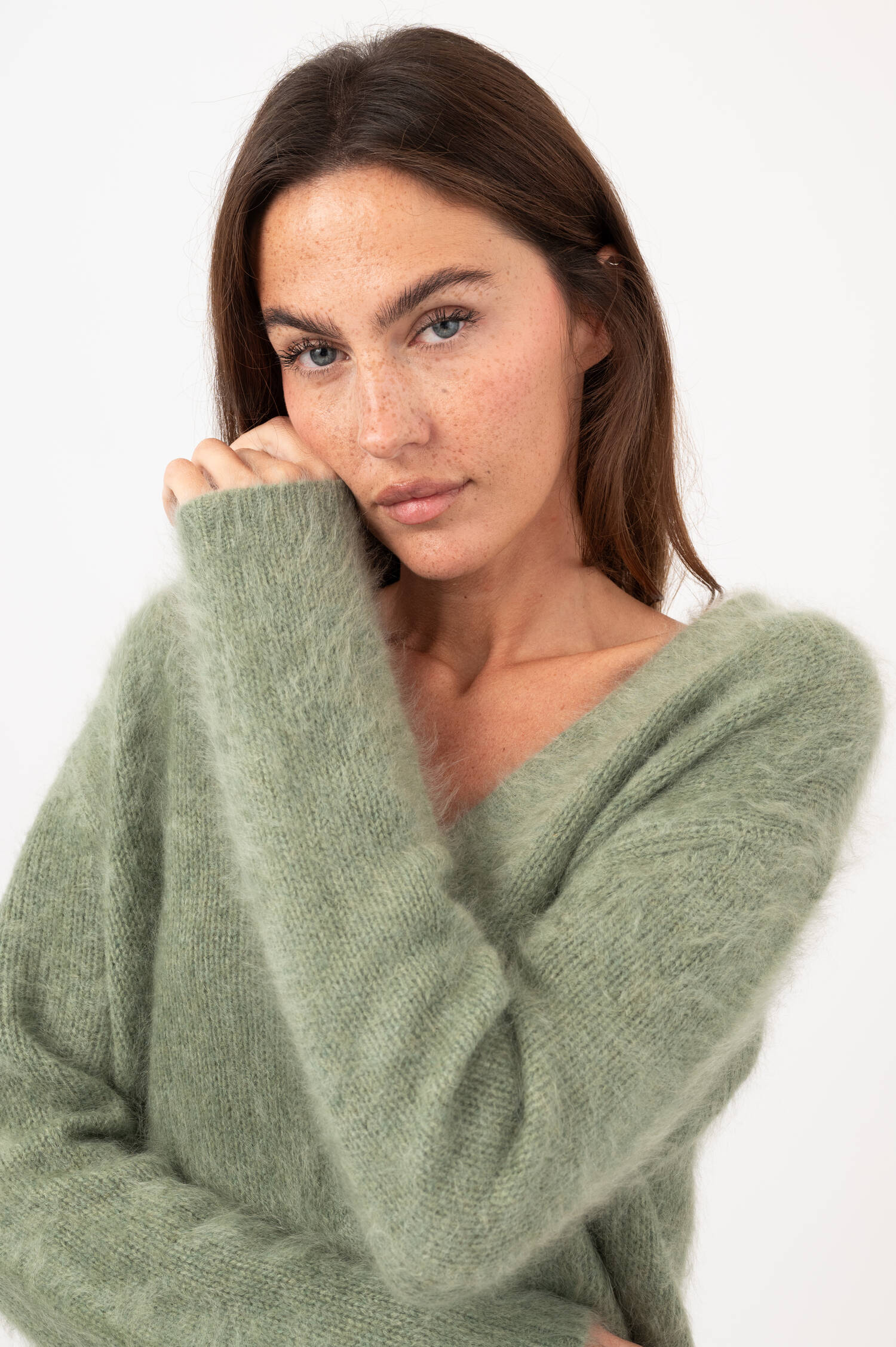 Cashmere-Strick-Cardigan in Grün