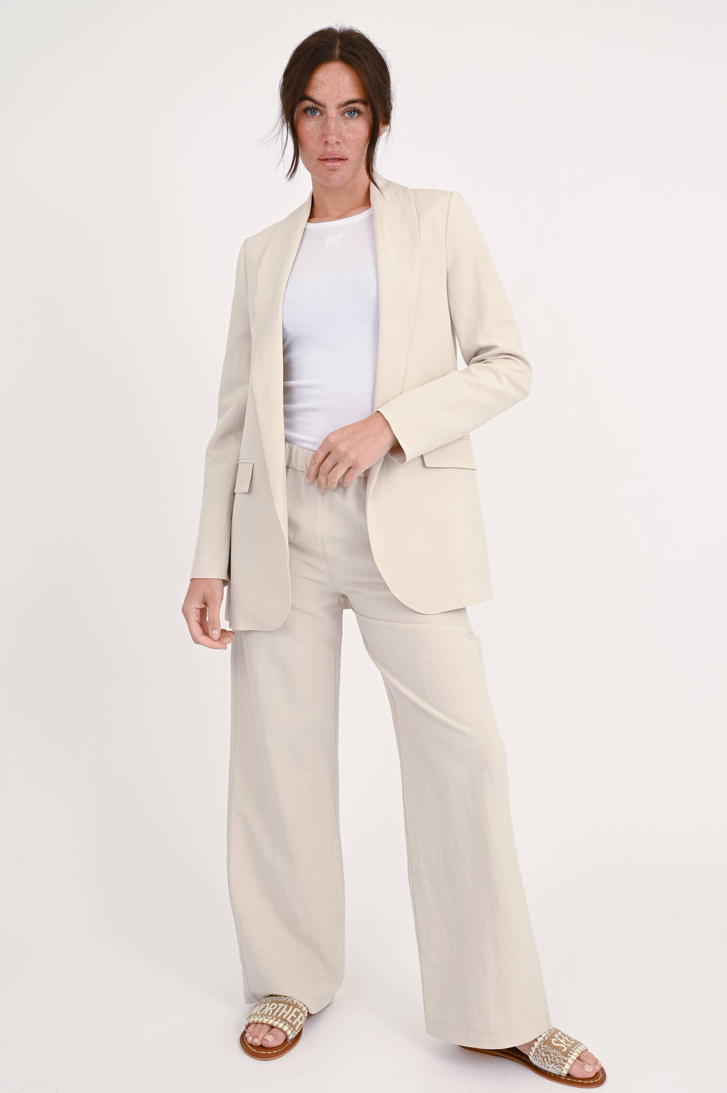 Oversize-Blazer mit Schalkragen in Natur