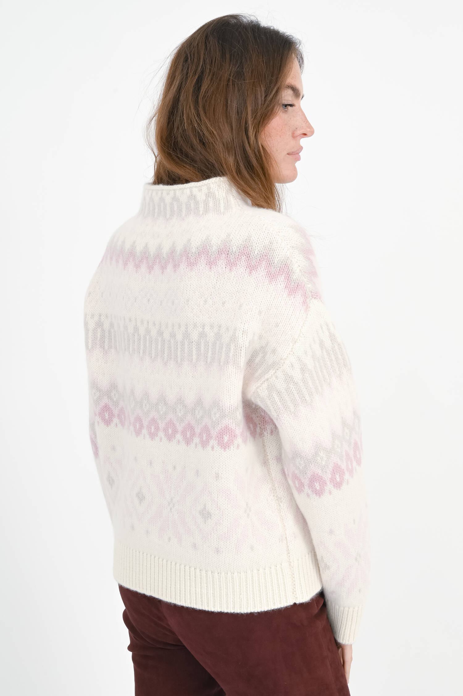 Norweger-Pullover aus Cashmere in Rose