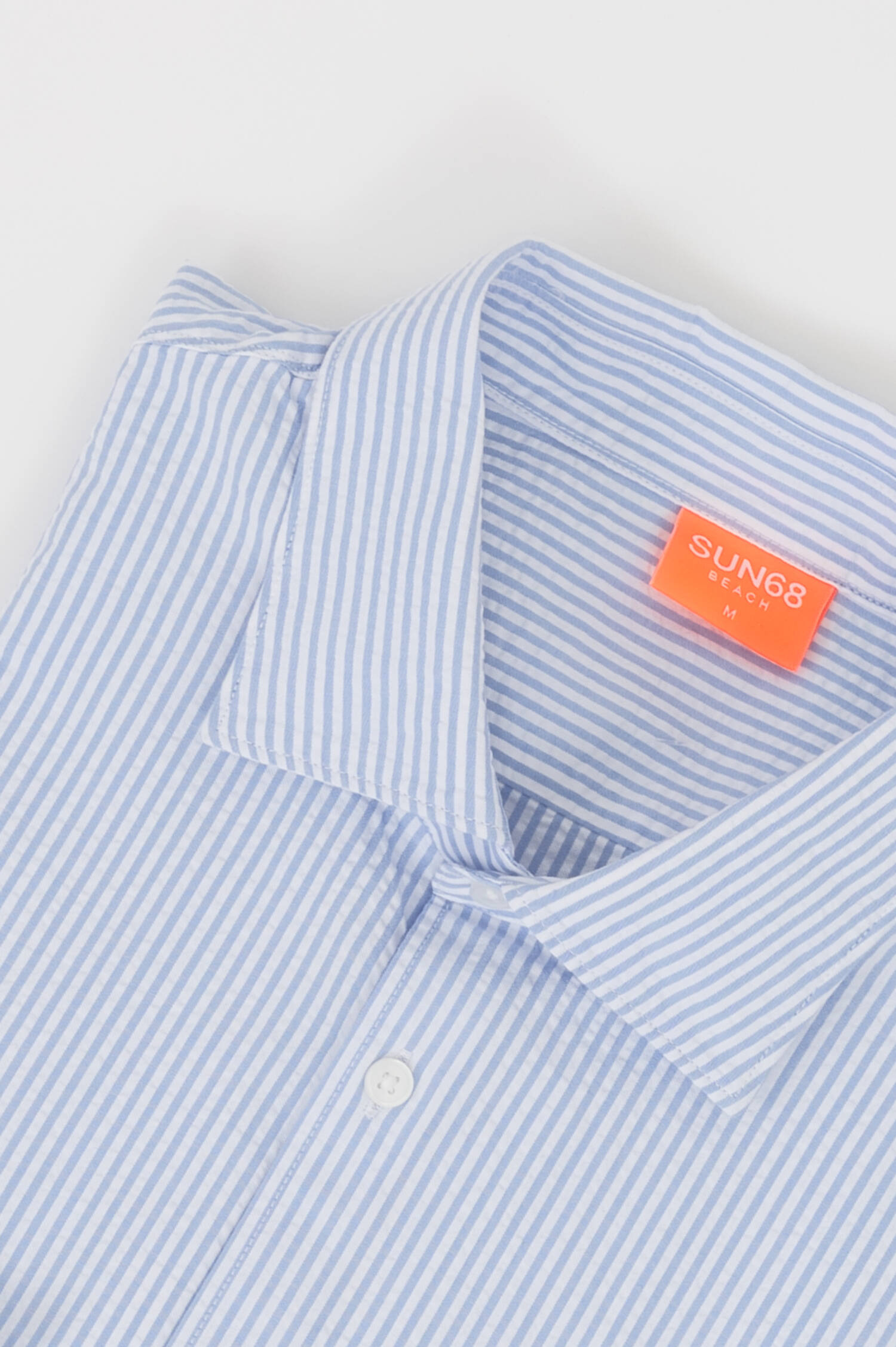 Gestreiftes Seersucker Hemd in Rosa/Weiß