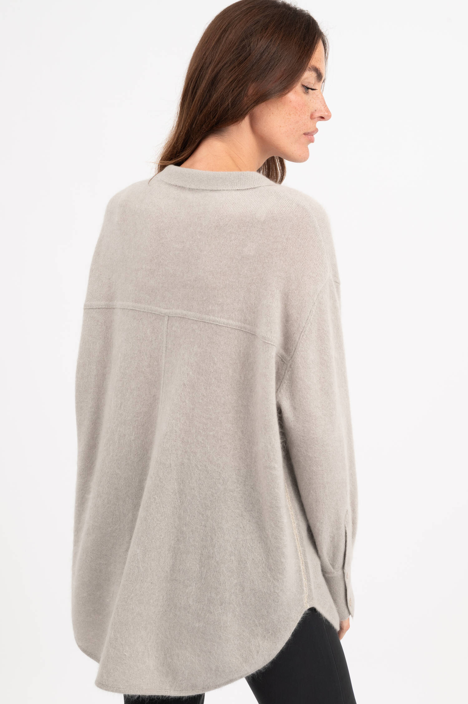 Strickhemd aus Cashmere in Grau