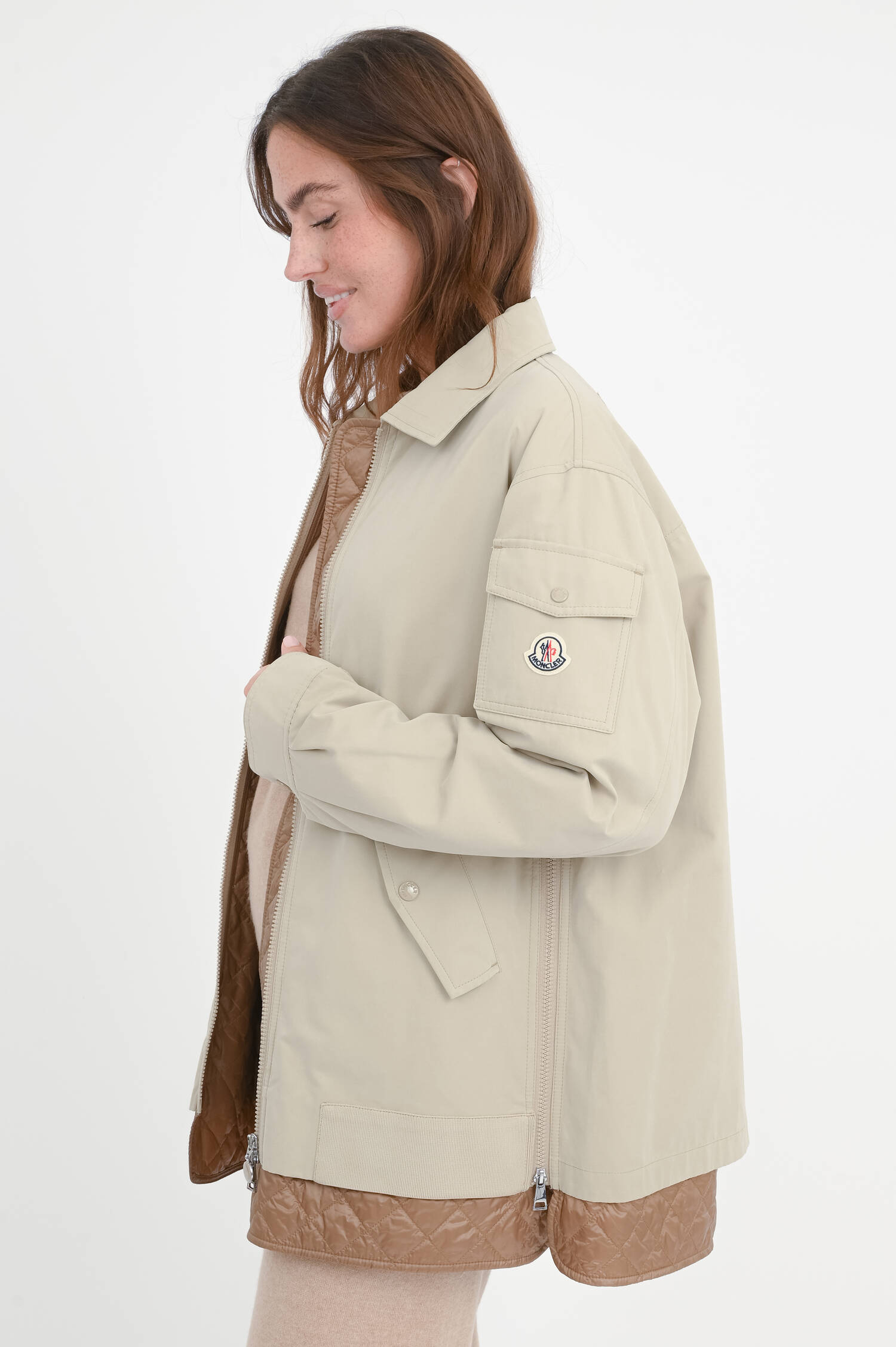 Parka-Mantel FELCI mit Steppdetails in Beige