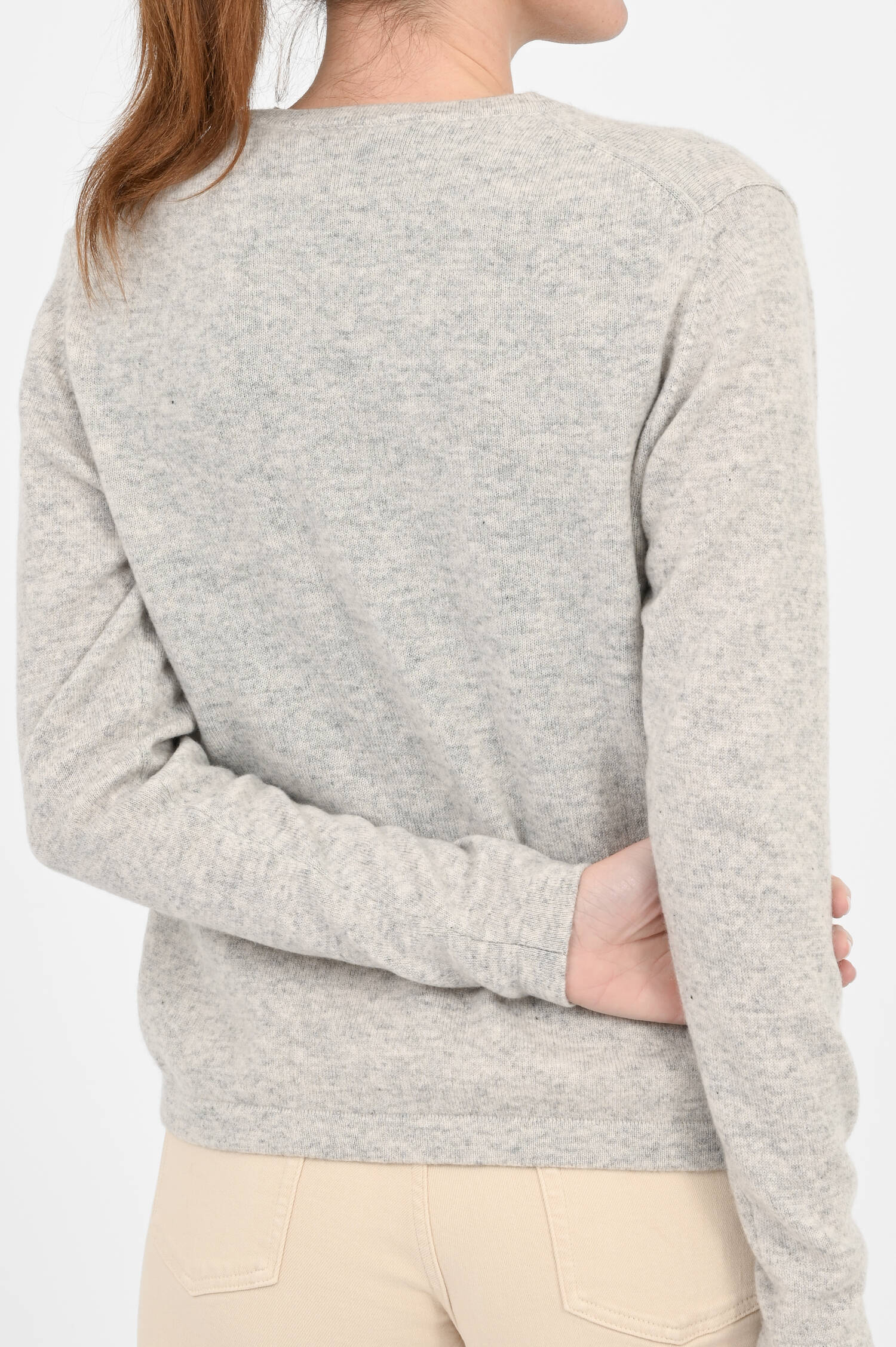 Cashmere-Strickweste mit V-Ausschnitt in Grau