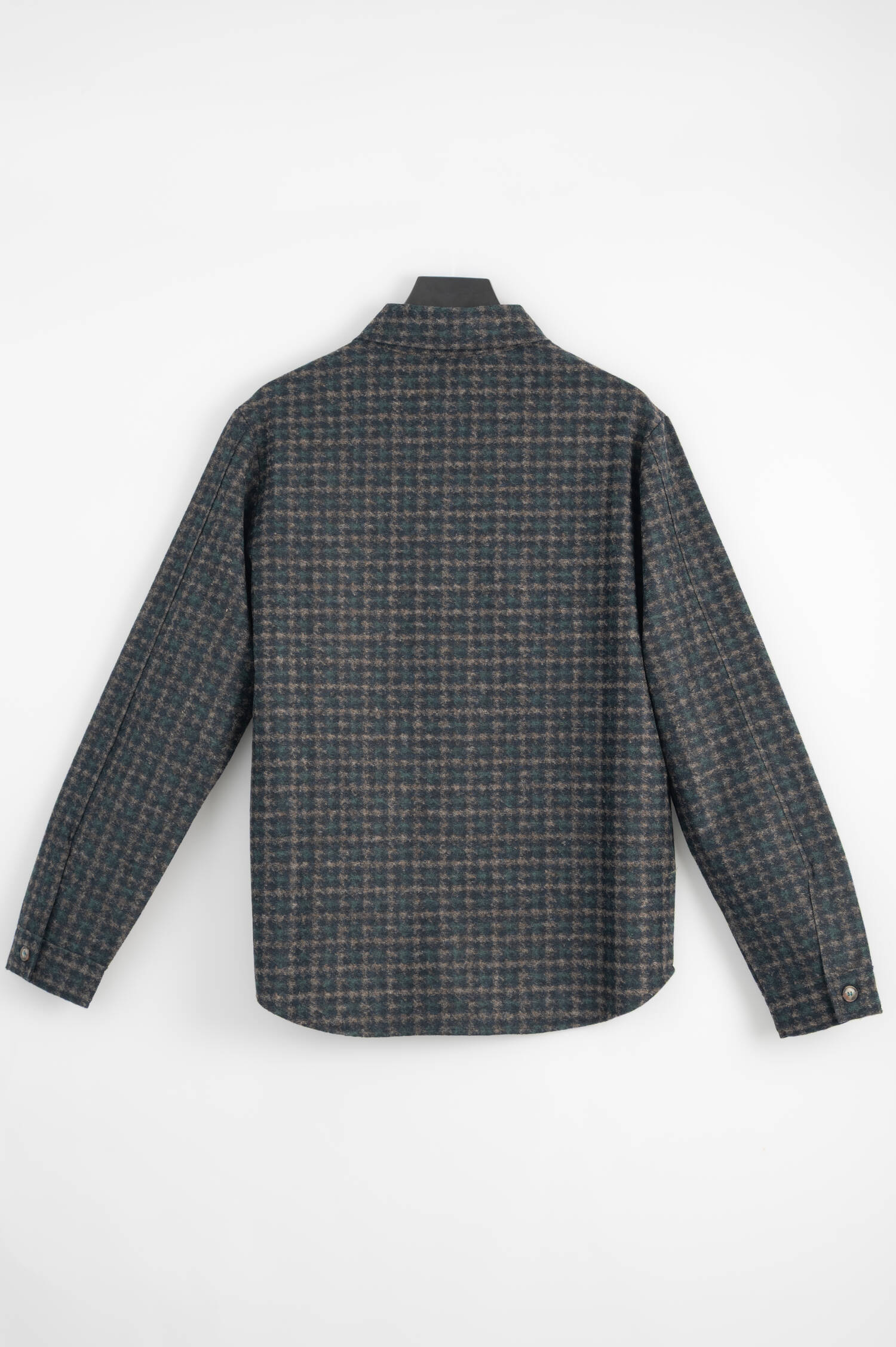 Hahnentritt-Overshirt in Navy/Grün